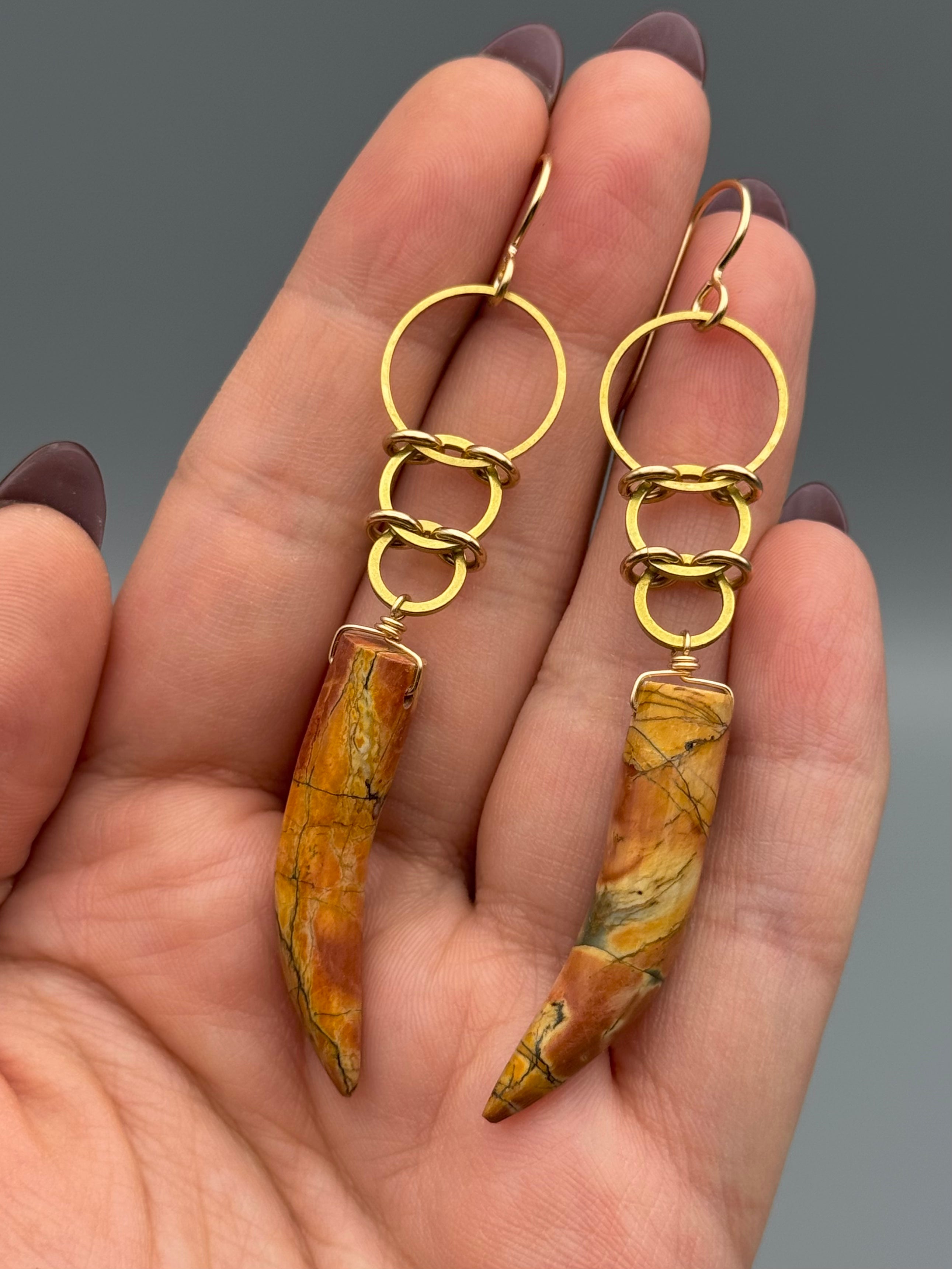 •EOWYN• red creek jasper talon + gold earrings