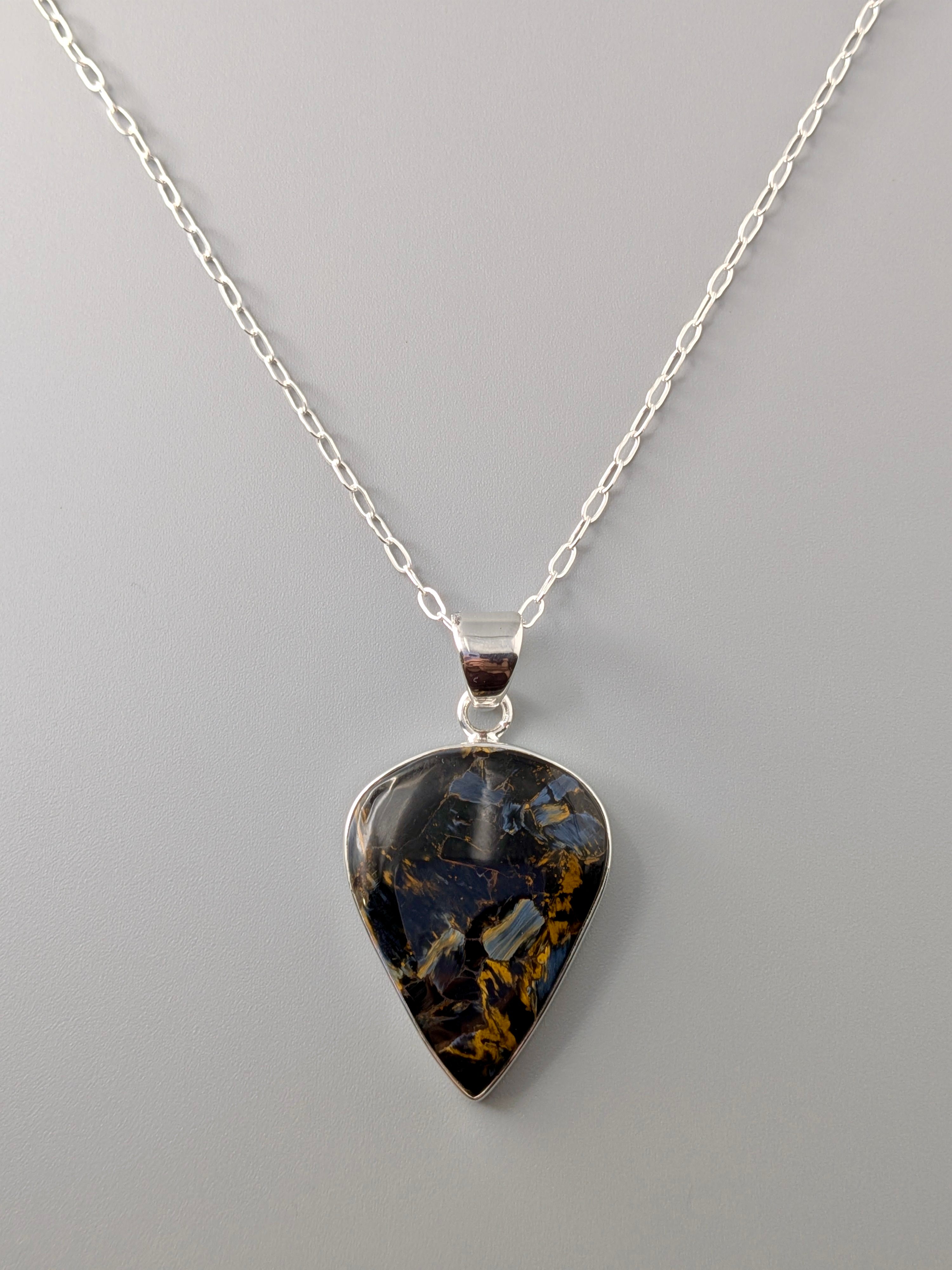 •PIETERSITE SPEAR TEAR• sterling silver pendant