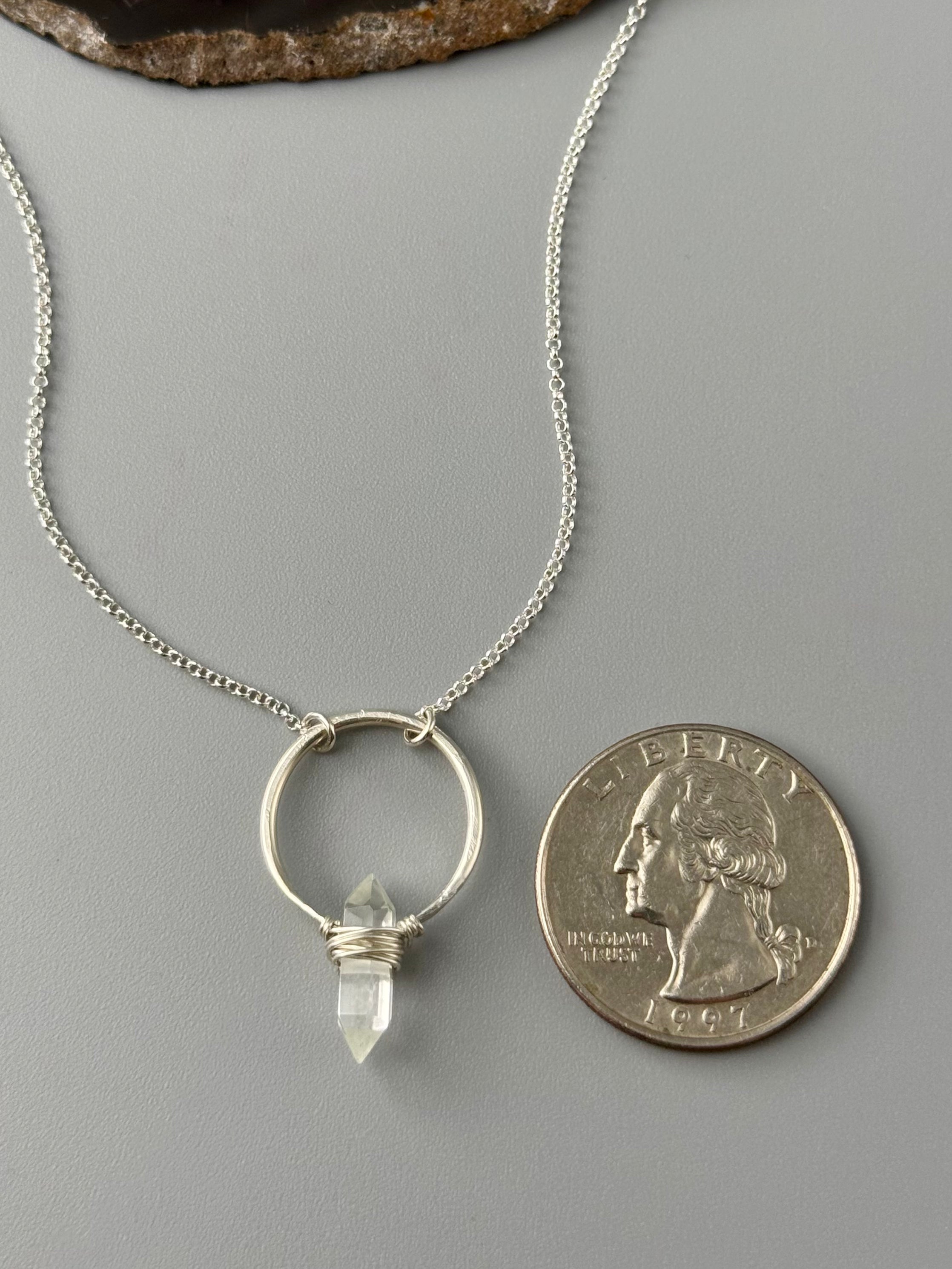 •CREST• clear quartz + silver necklace