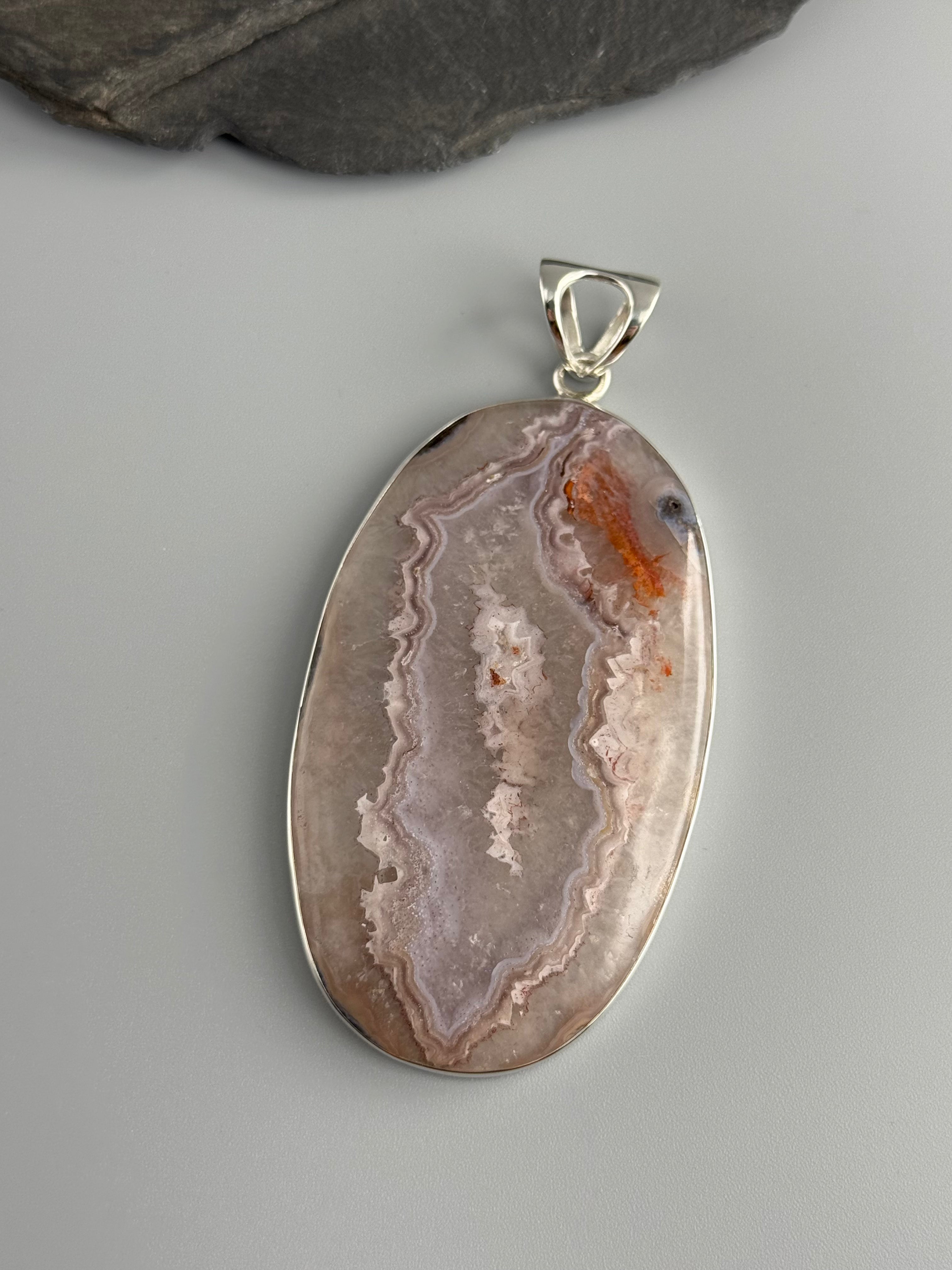 •AGUA NUEVA AGATE - LARGE OVAL• sterling silver pendant