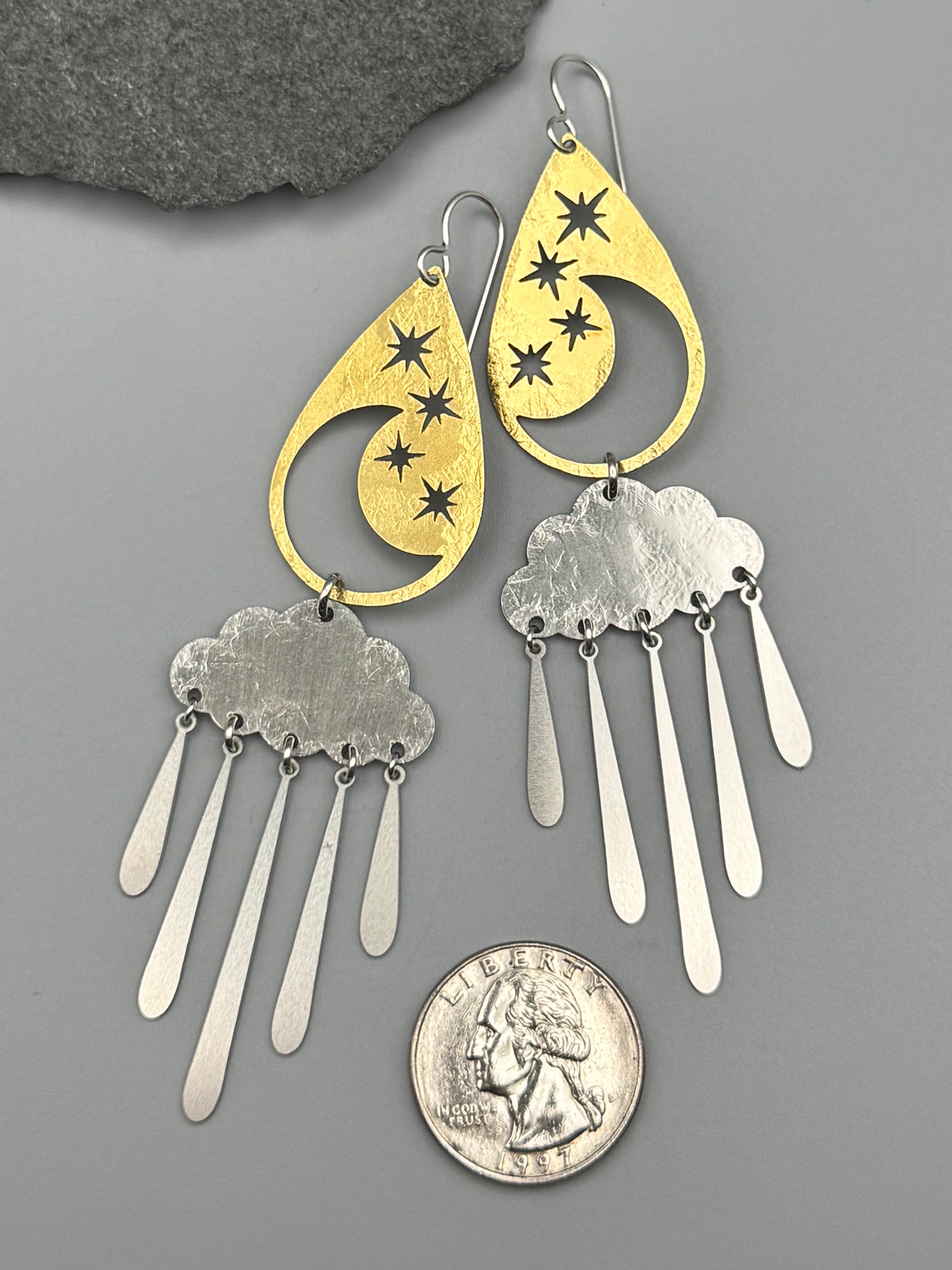 •STORMY CELESTINE• mixed metal dangle earrings