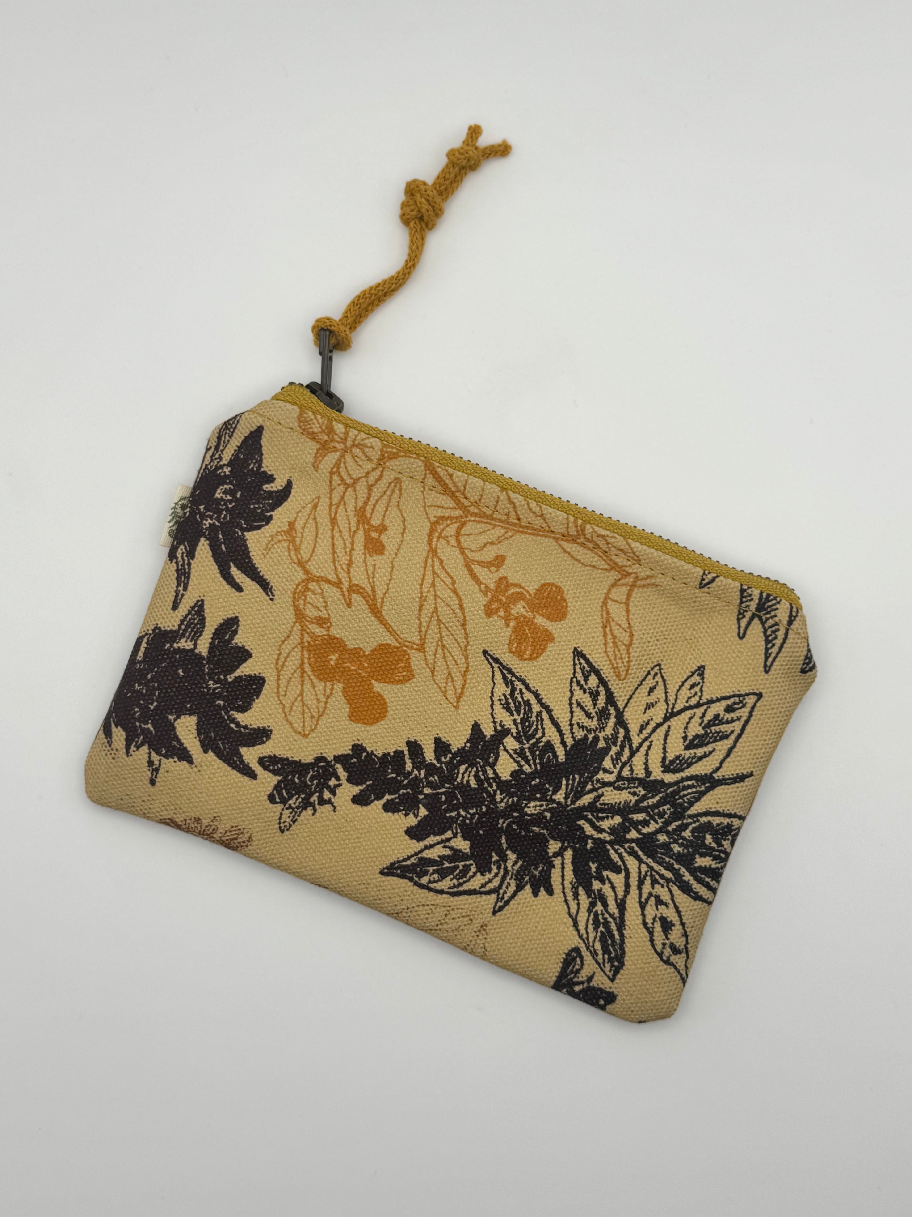 •MINI POUCH - WILDFLOWERS• waxed canvas bag