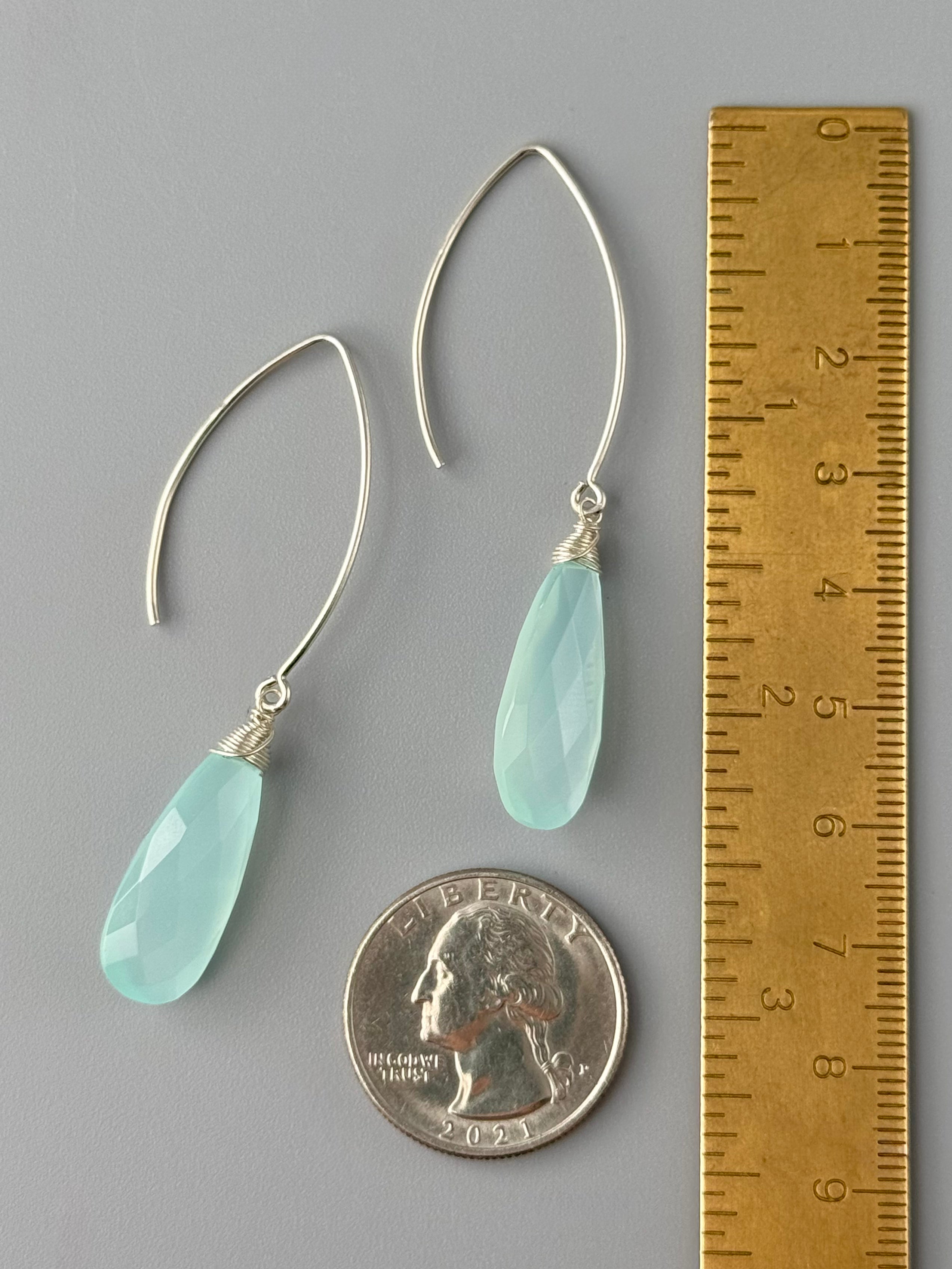 •STRAY• aqua chalcedony + silver earrings
