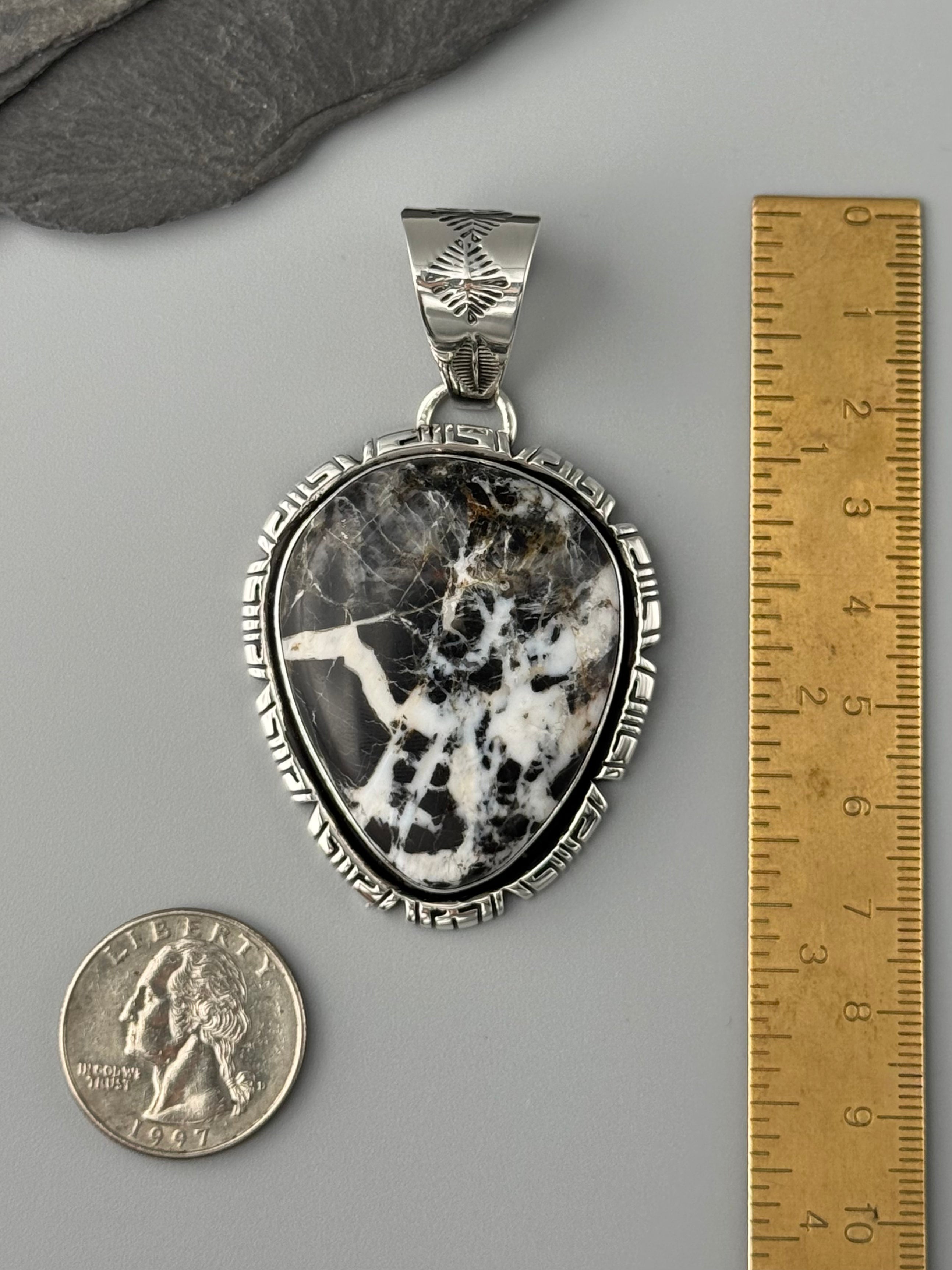 •WHITE BUFFALO TURQUOISE - STORM• Navajo sterling silver pendant