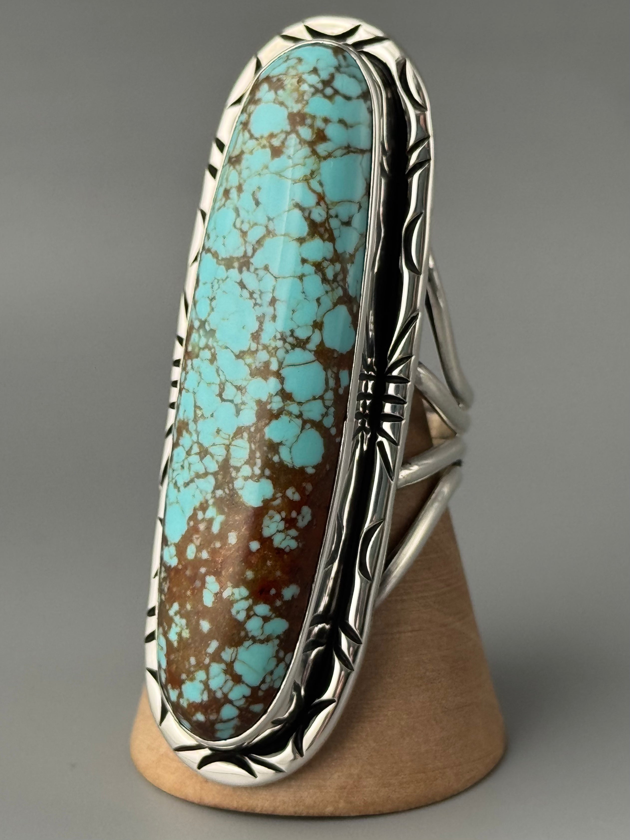 •#8 TURQUOISE - AZHÍ• Navajo silver ring (size 10)