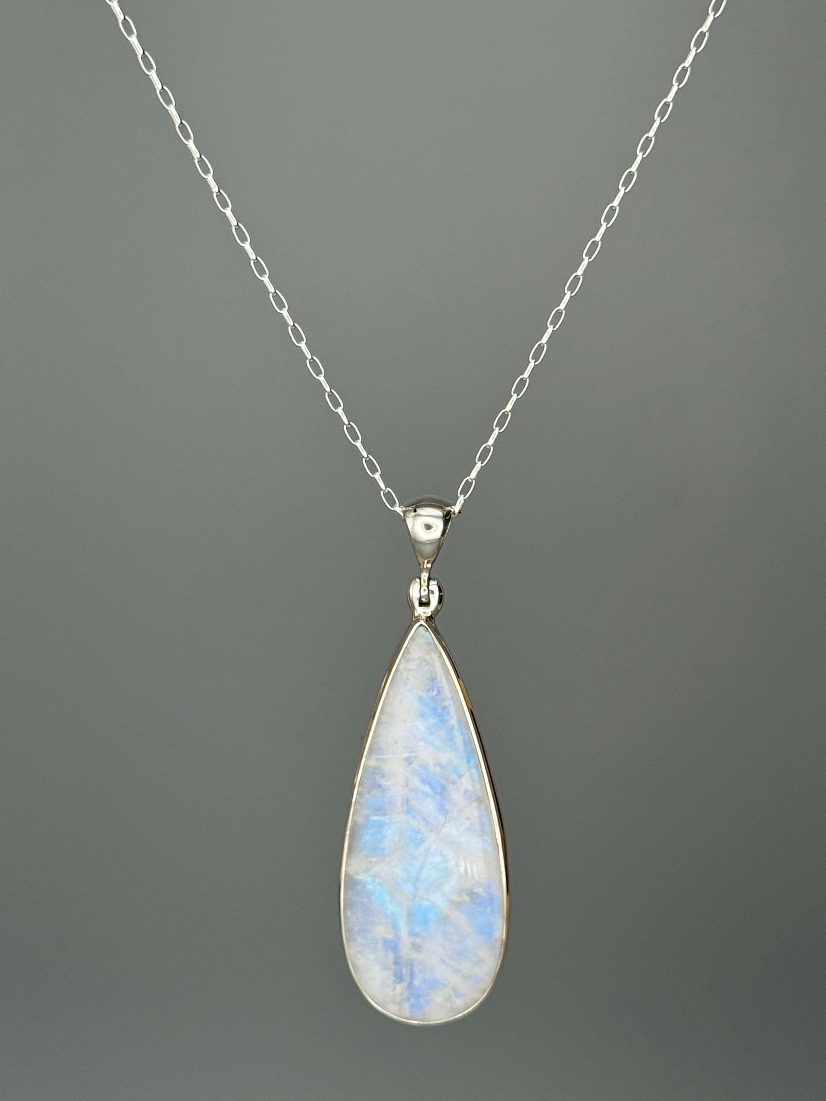 •RAINBOW MOONSTONE - LARGE TEARDROP• sterling silver pendant
