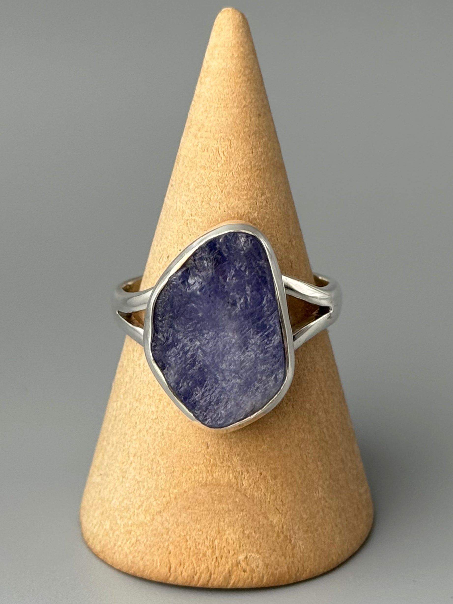 •TANZANITE - FREEFORM• split band silver ring (size 10)