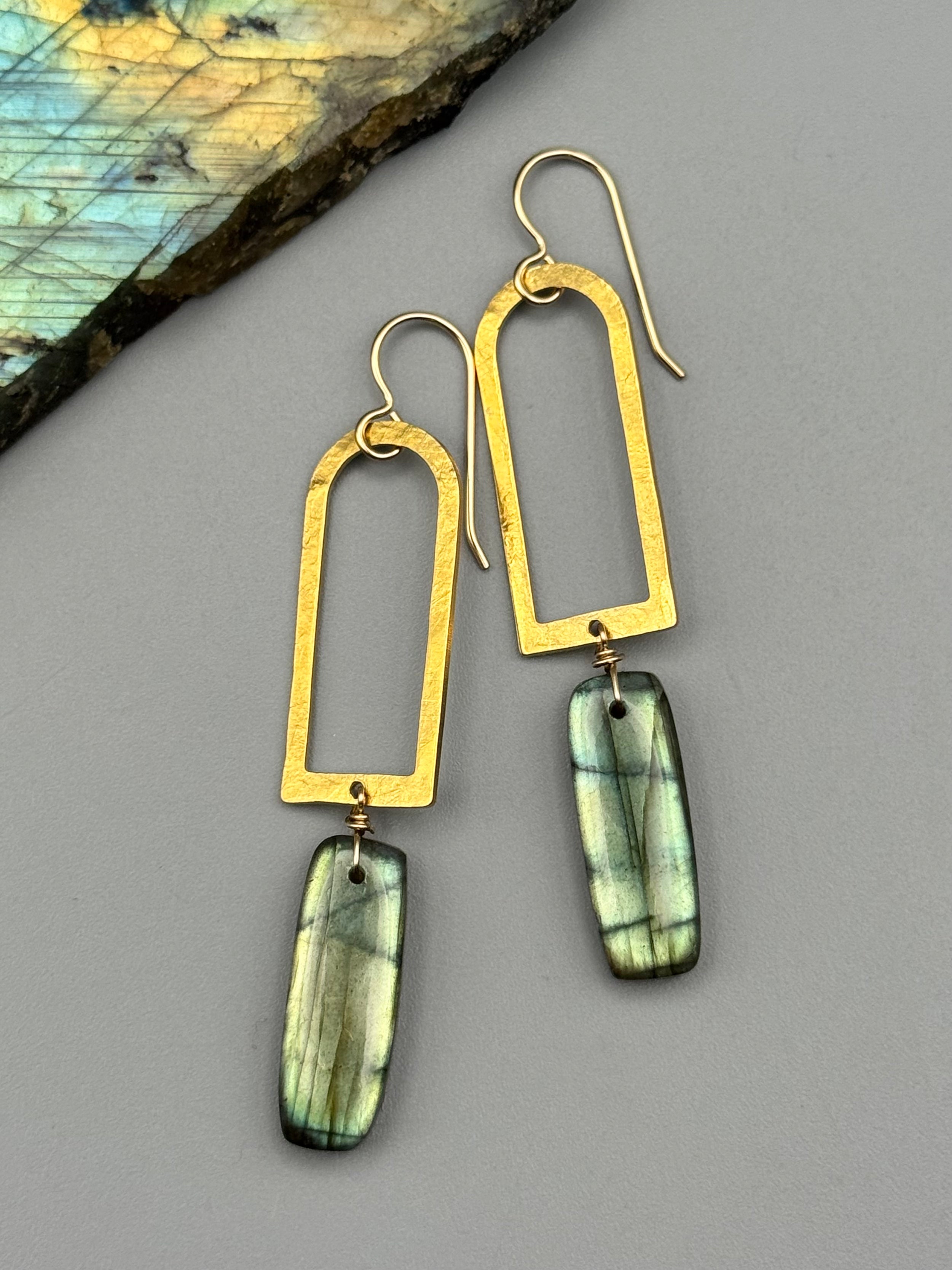 •PORTAL• labradorite tower + gold earrings