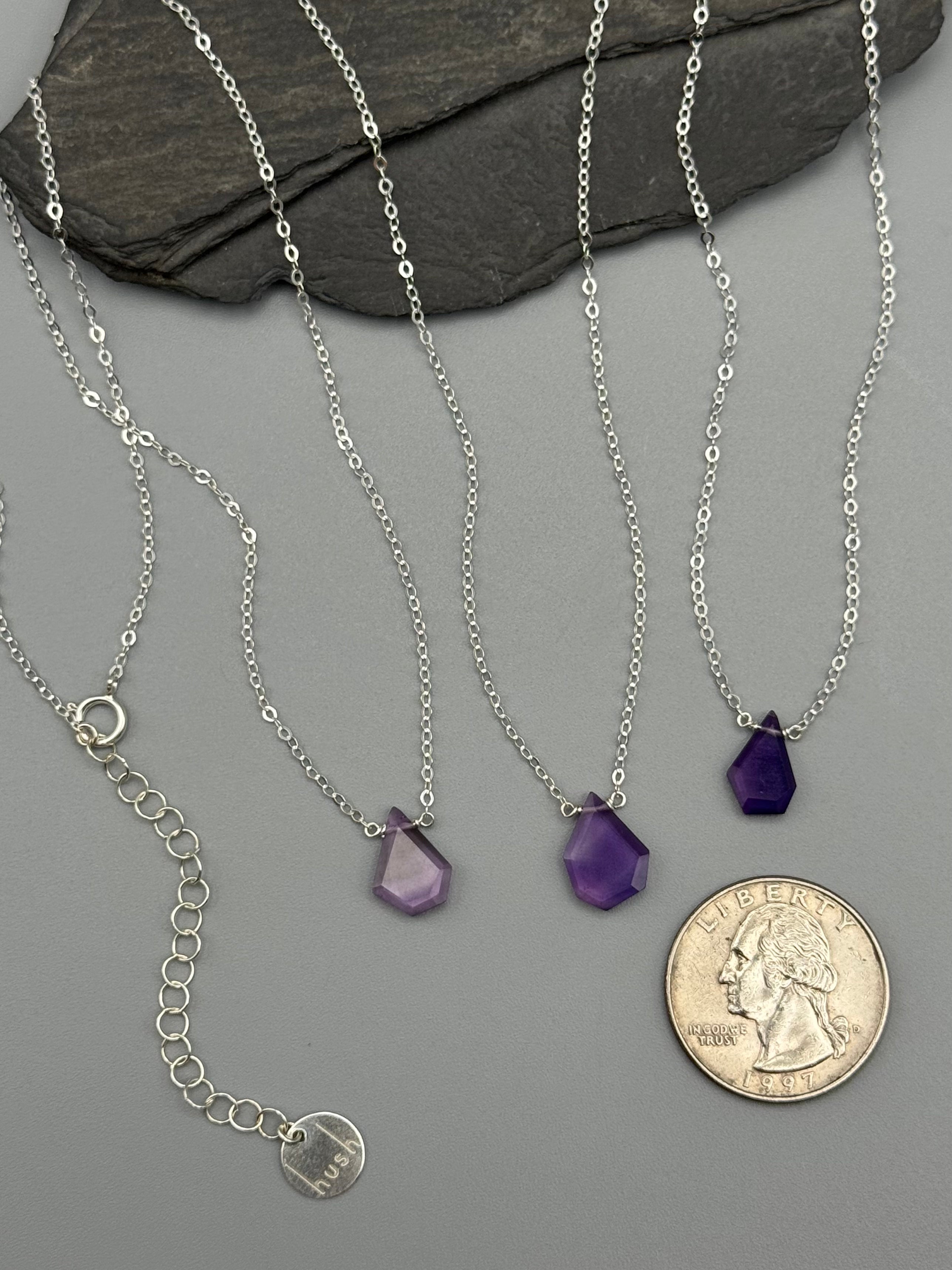 •STRAY• flat faceted amethyst geo + silver necklace (various lengths)