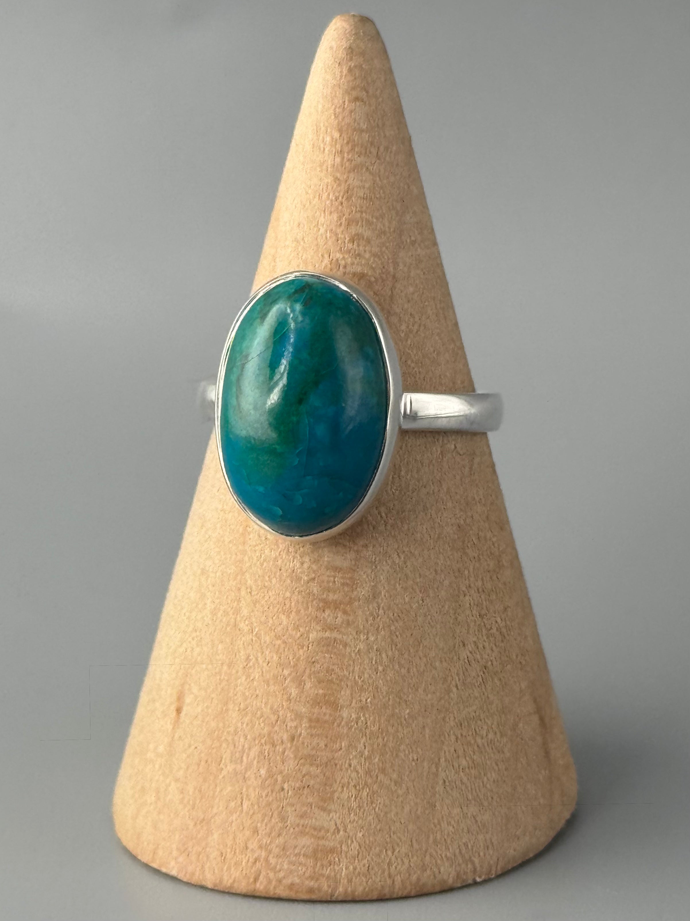 •CHRYSOCOLLA - OVAL• sterling silver ring (size 7)