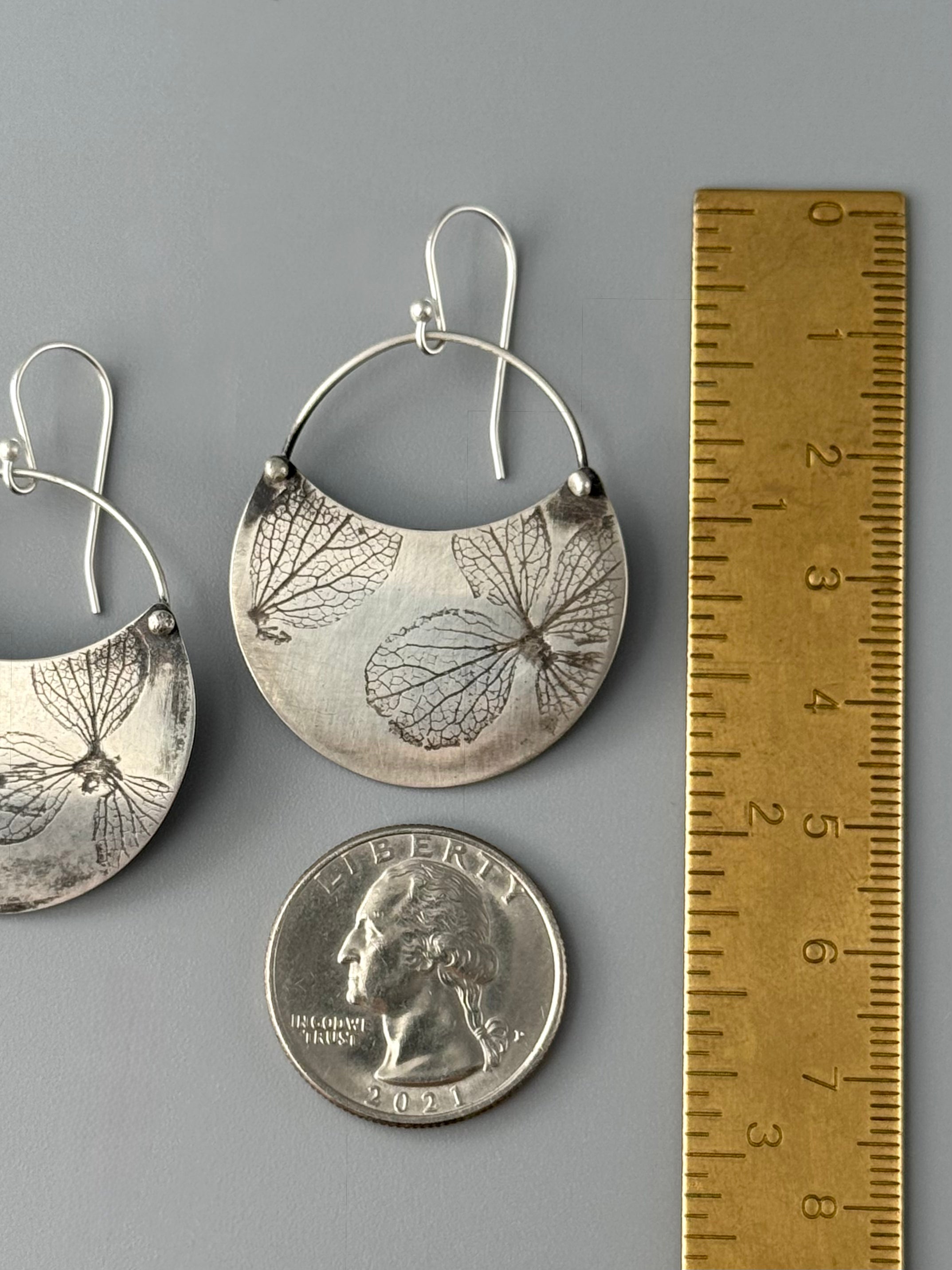•HYDRANGEA CRESCENT• silver dangle earrings