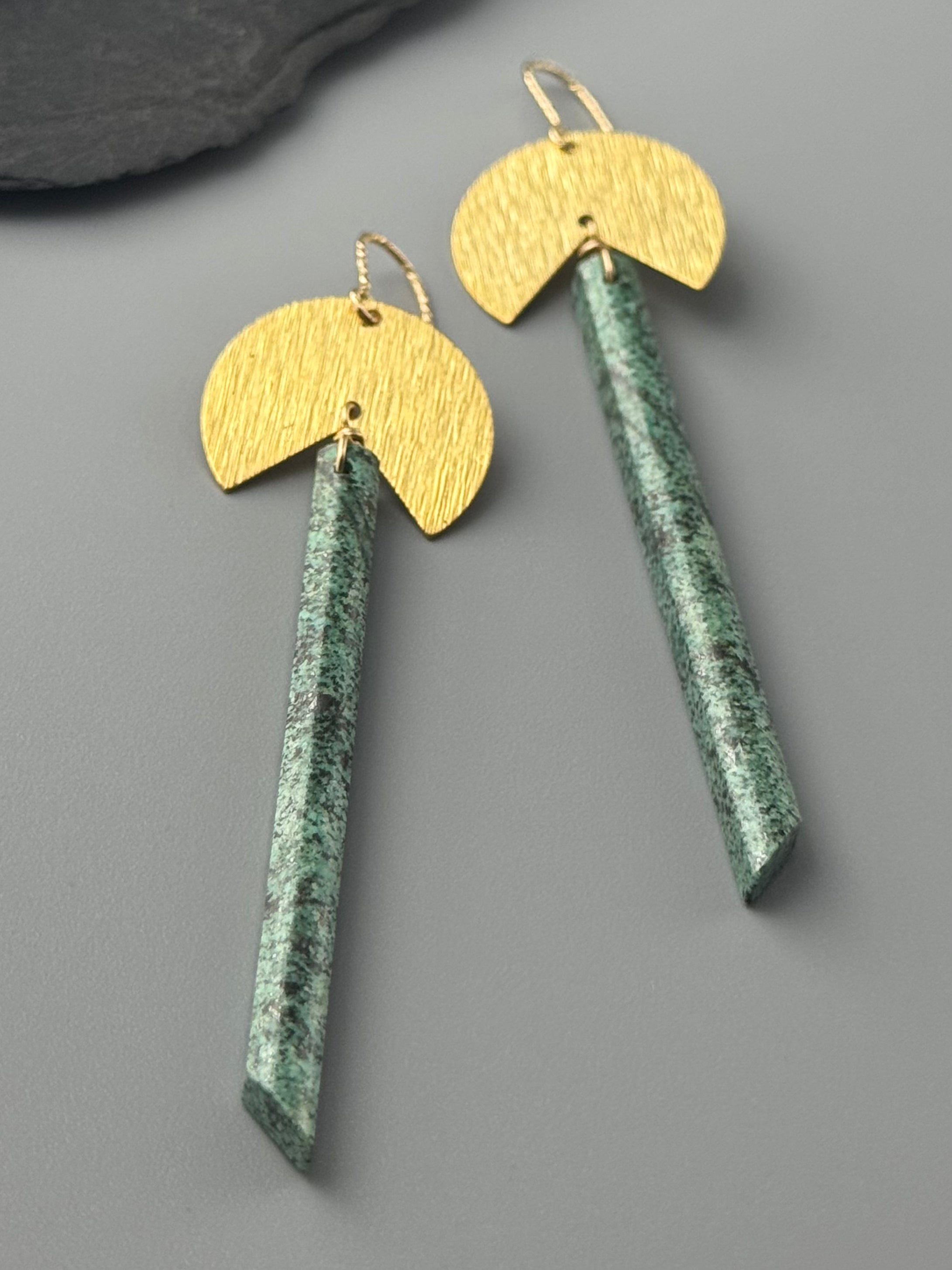 •PAC-MAN• african turquoise + gold earrings