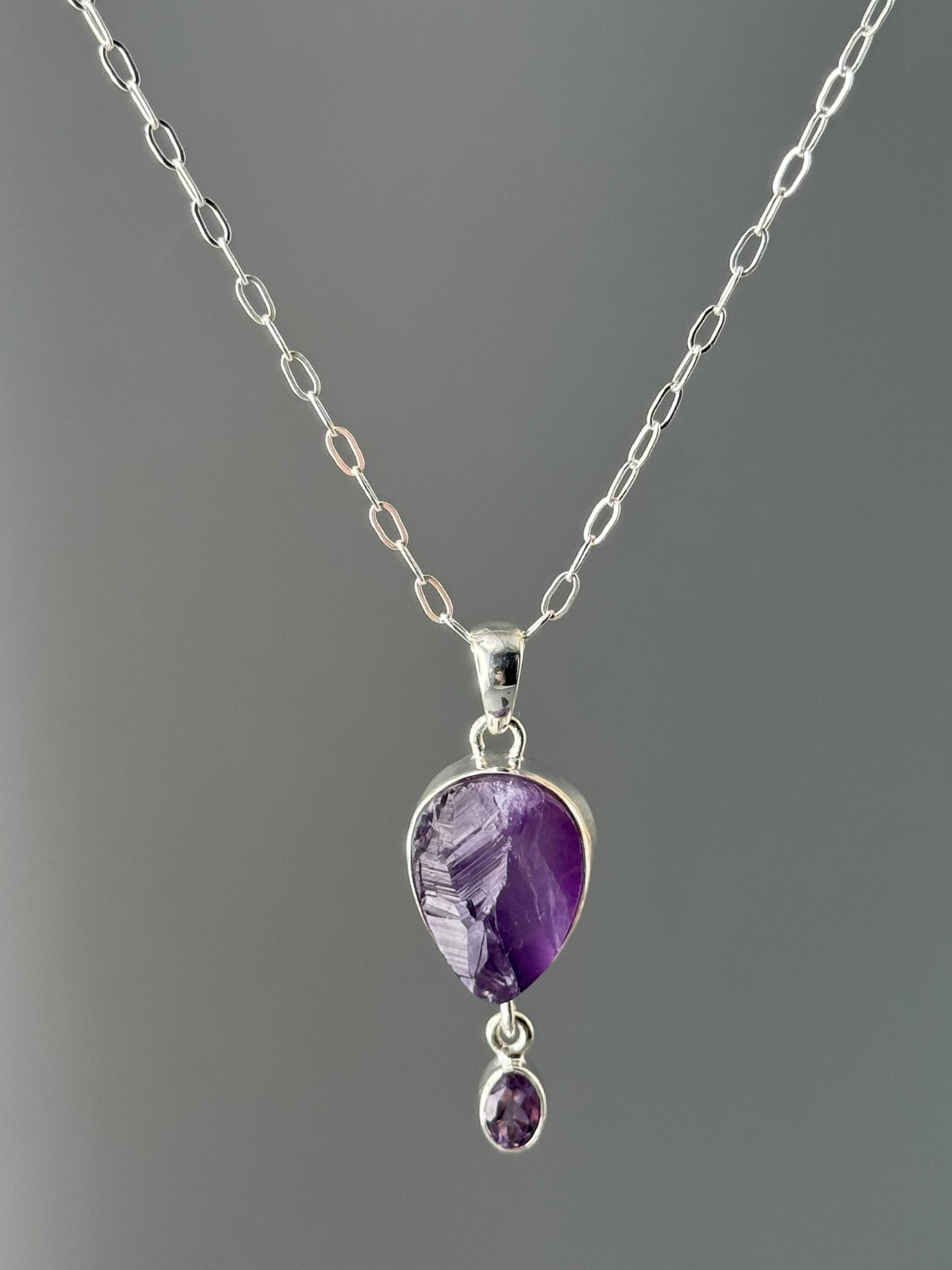 •AMETHYST DROP - 1• sterling silver pendant
