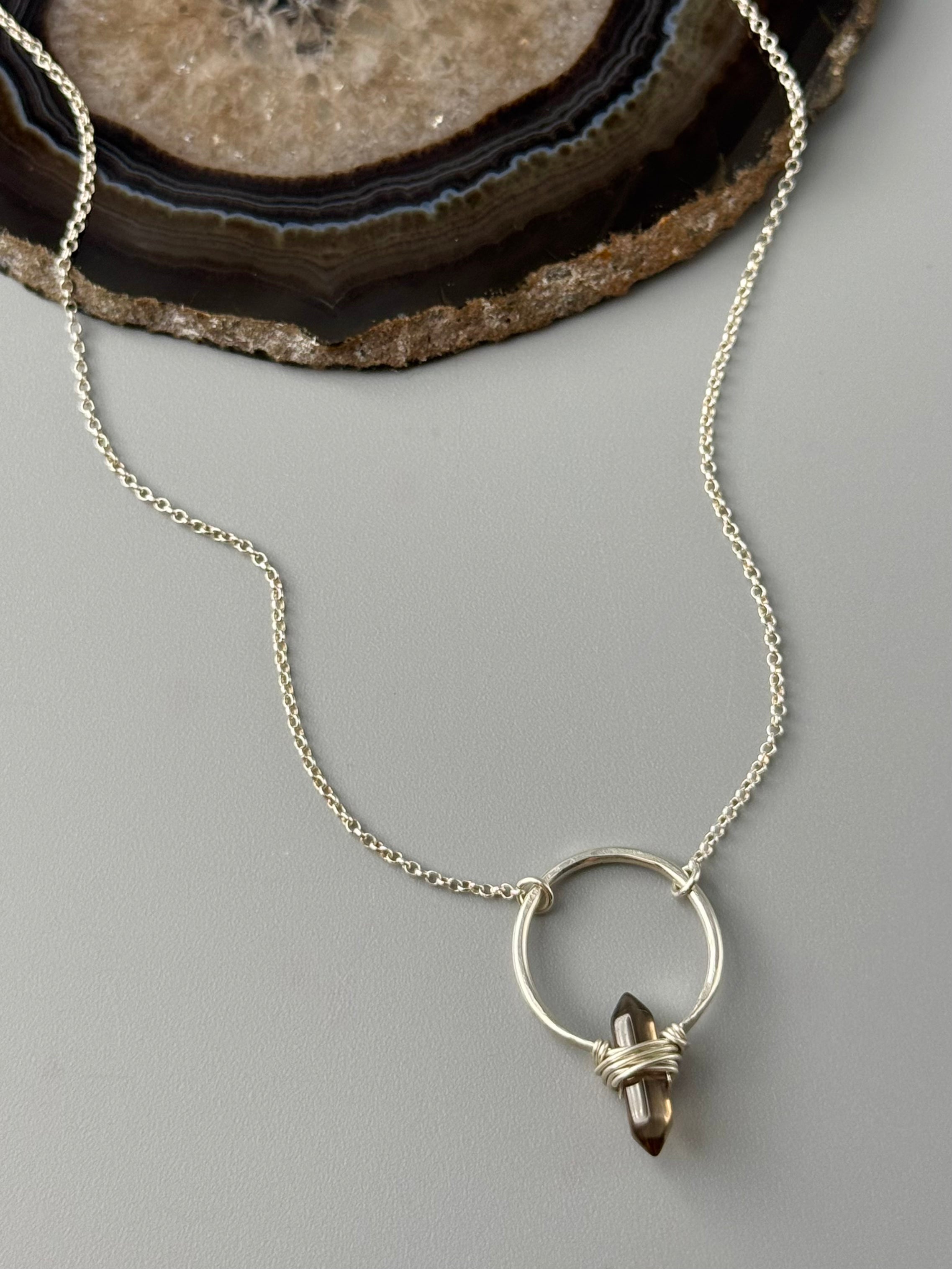 •CREST• smoky quartz + silver necklace (various lengths)