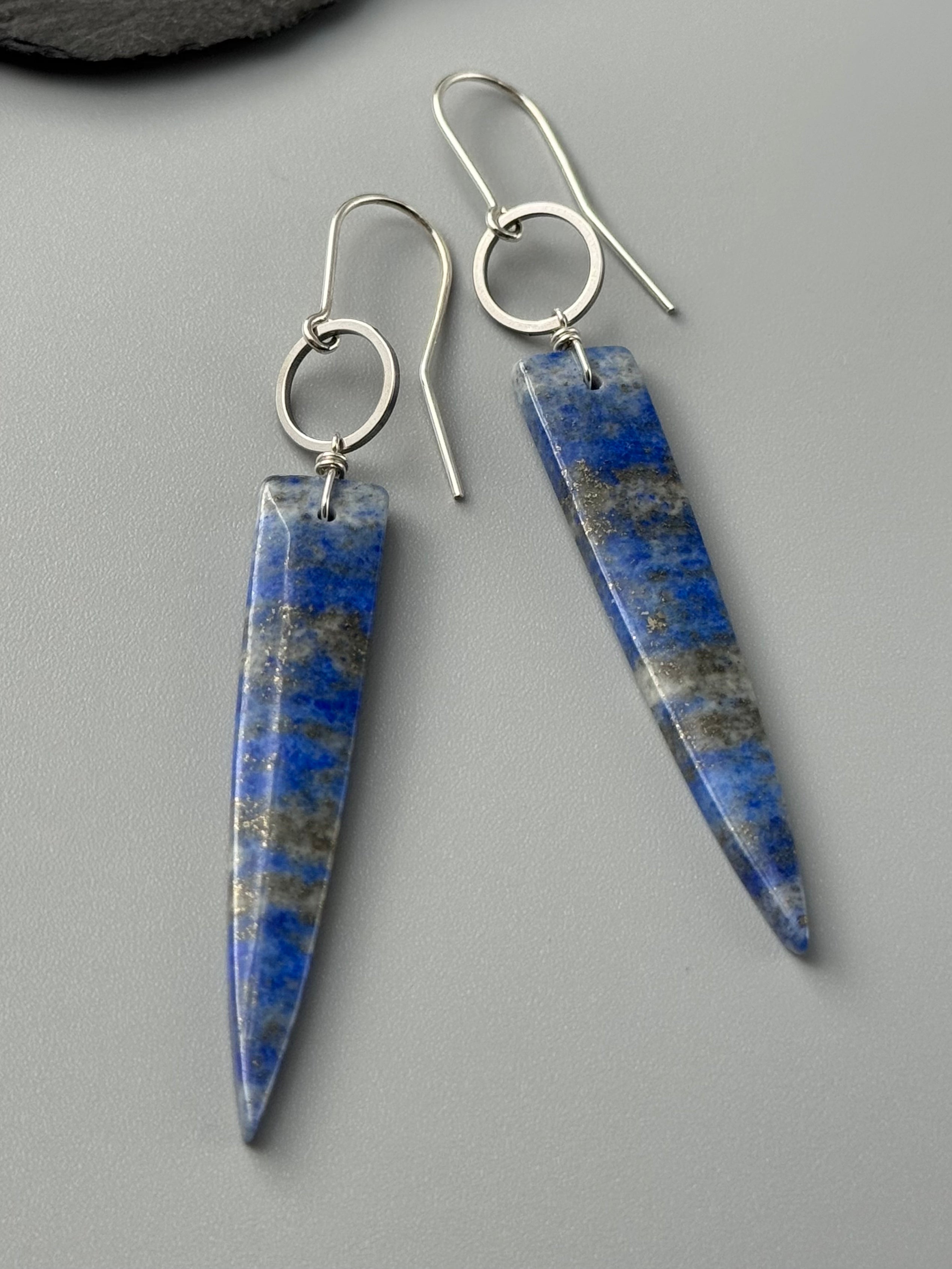•LUNA• lapis lazuli fangs + silver earrings