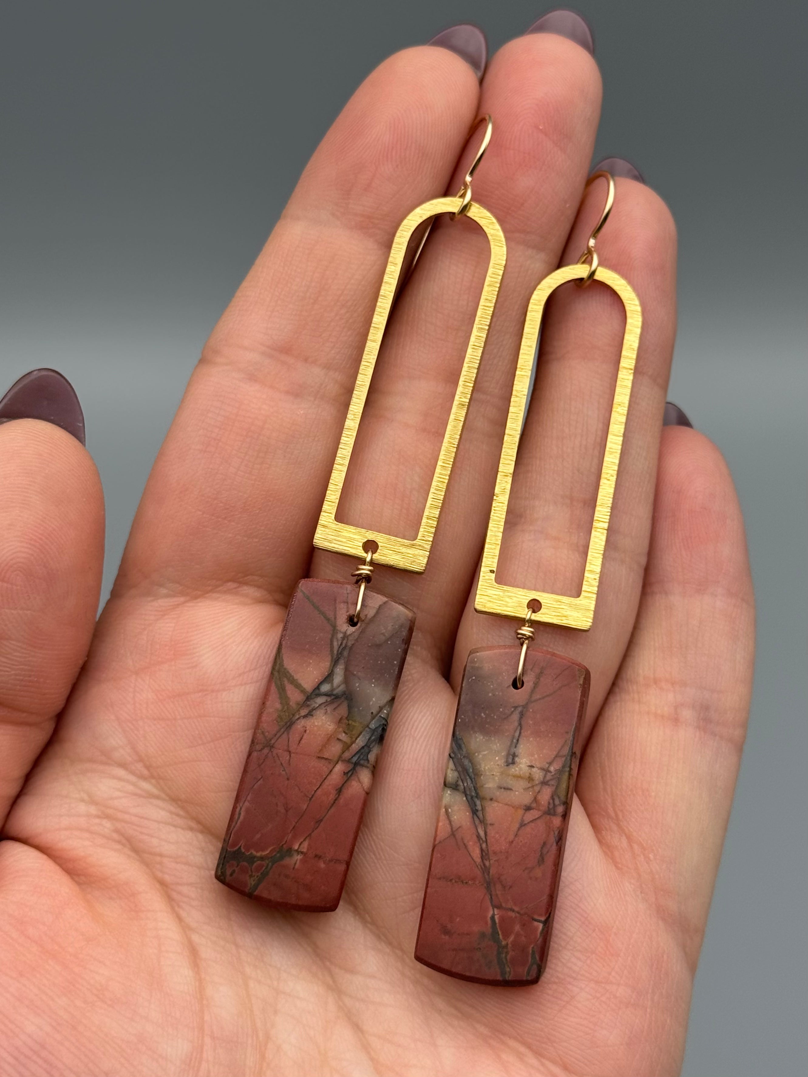 •PORTAL• red creek jasper tower + gold earrings