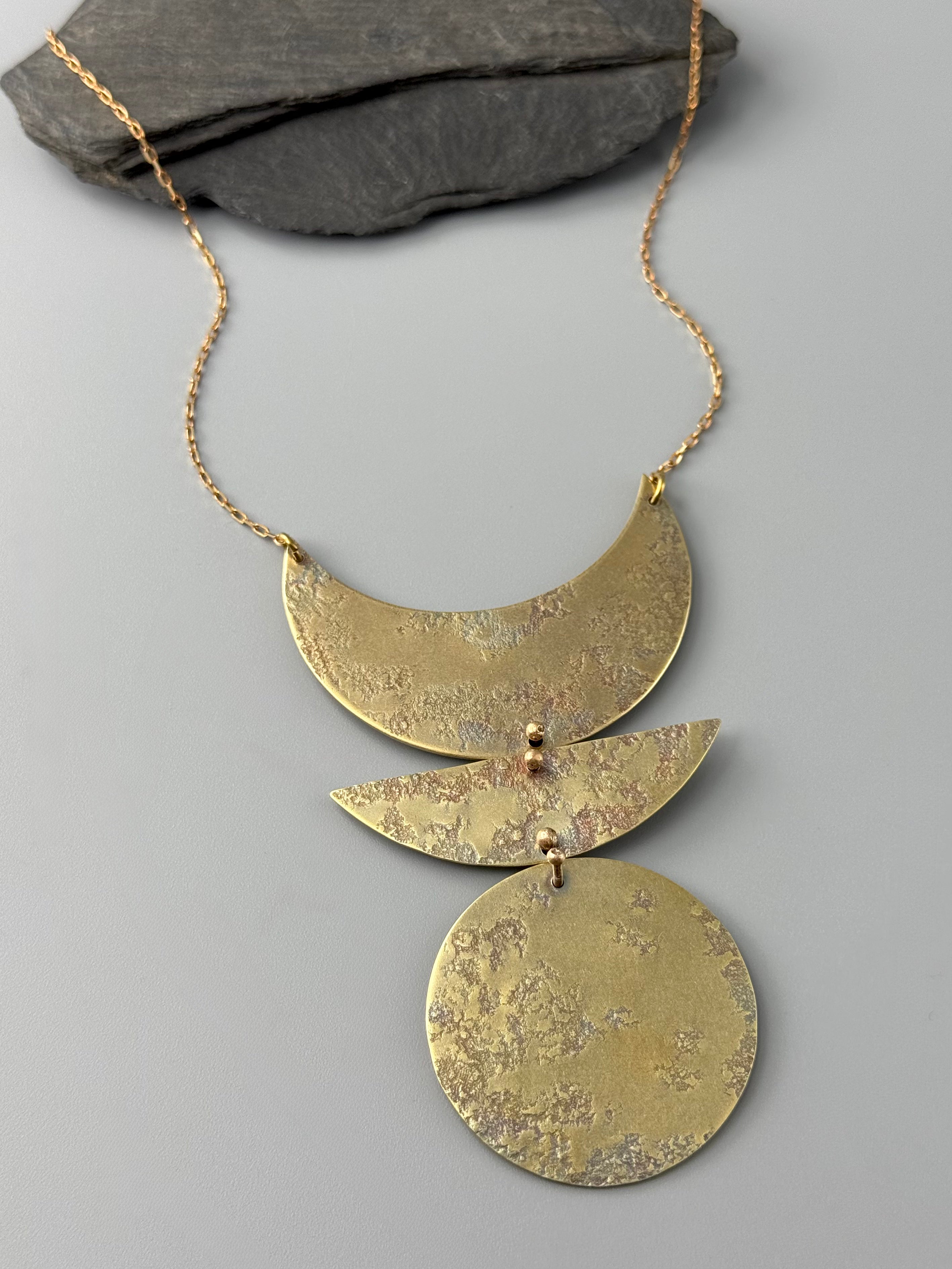 •STAGES• brass necklace (32" long + 3.75" drop)