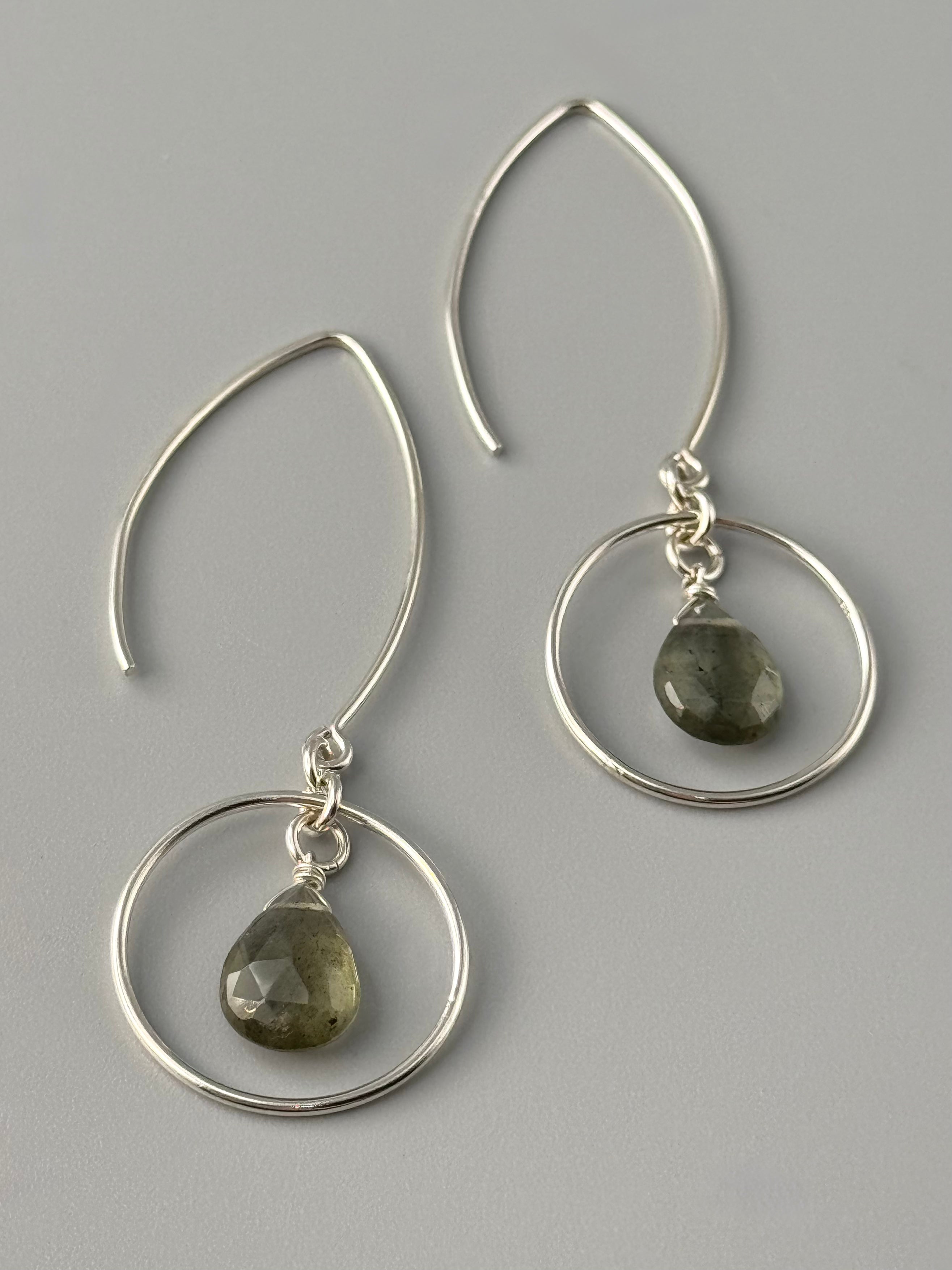 •LUNA• moss aquamarine + silver earrings