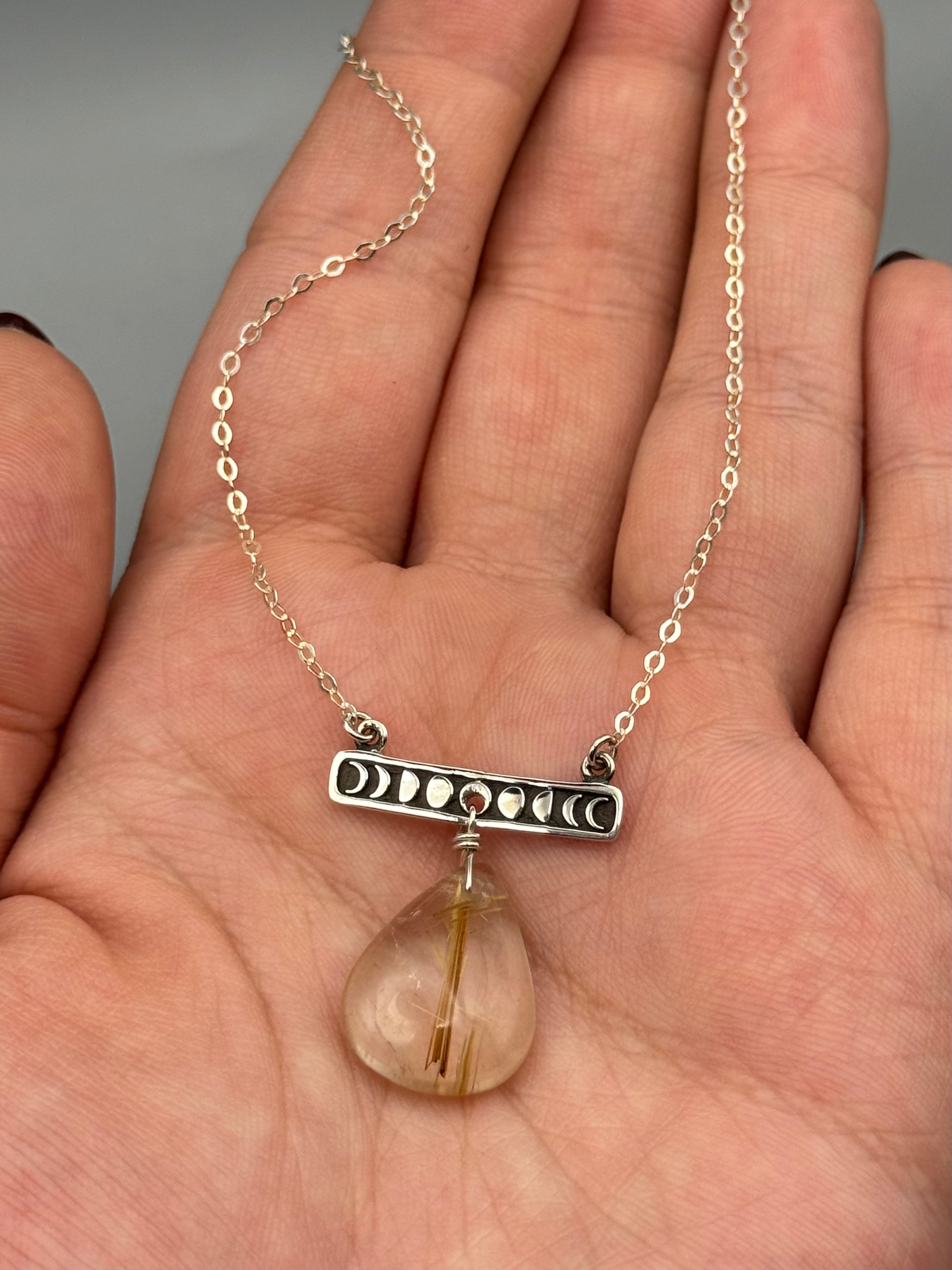 •NYX• rutilated quartz + silver necklace (16"-18" long)