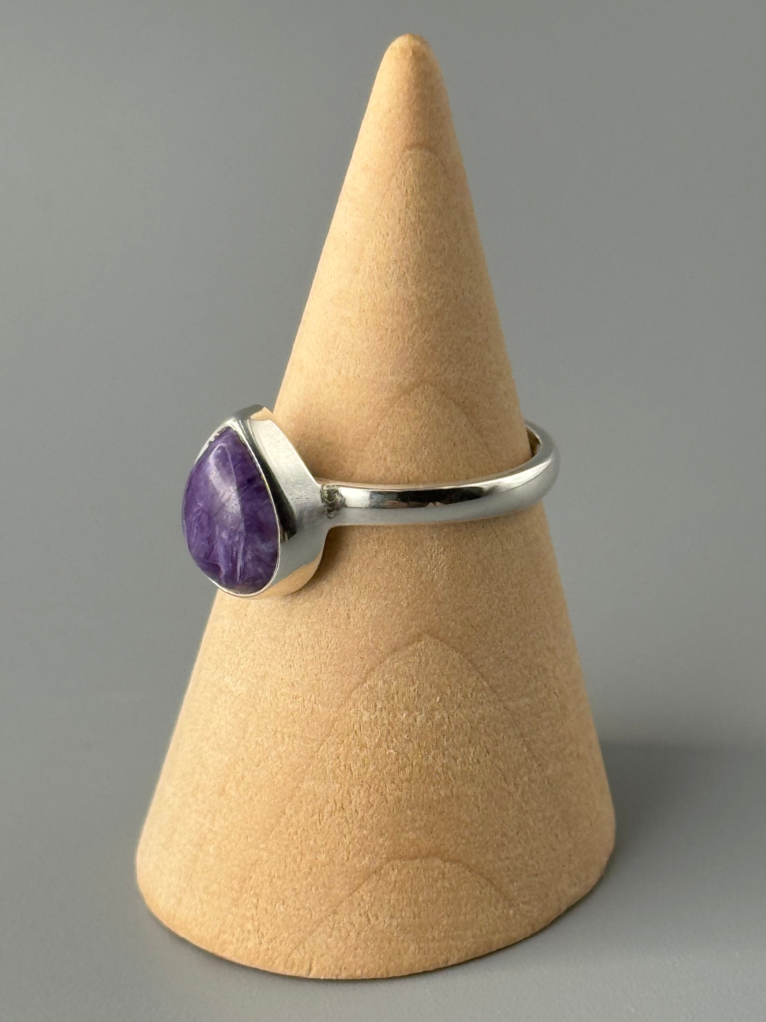 •CHAROITE - CHUNKY TEAR• simple bezel silver ring (various sizes)