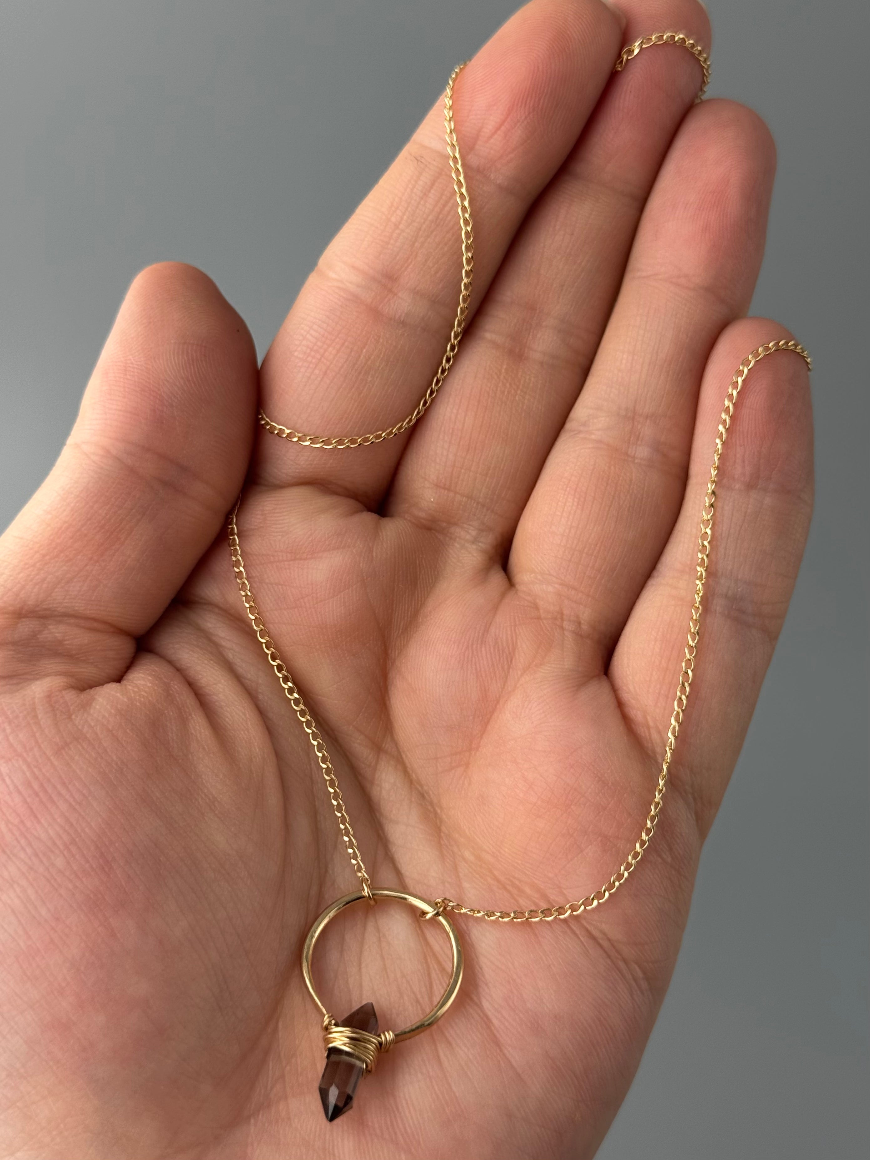 •CREST• smoky quartz + gold necklace (various lengths)