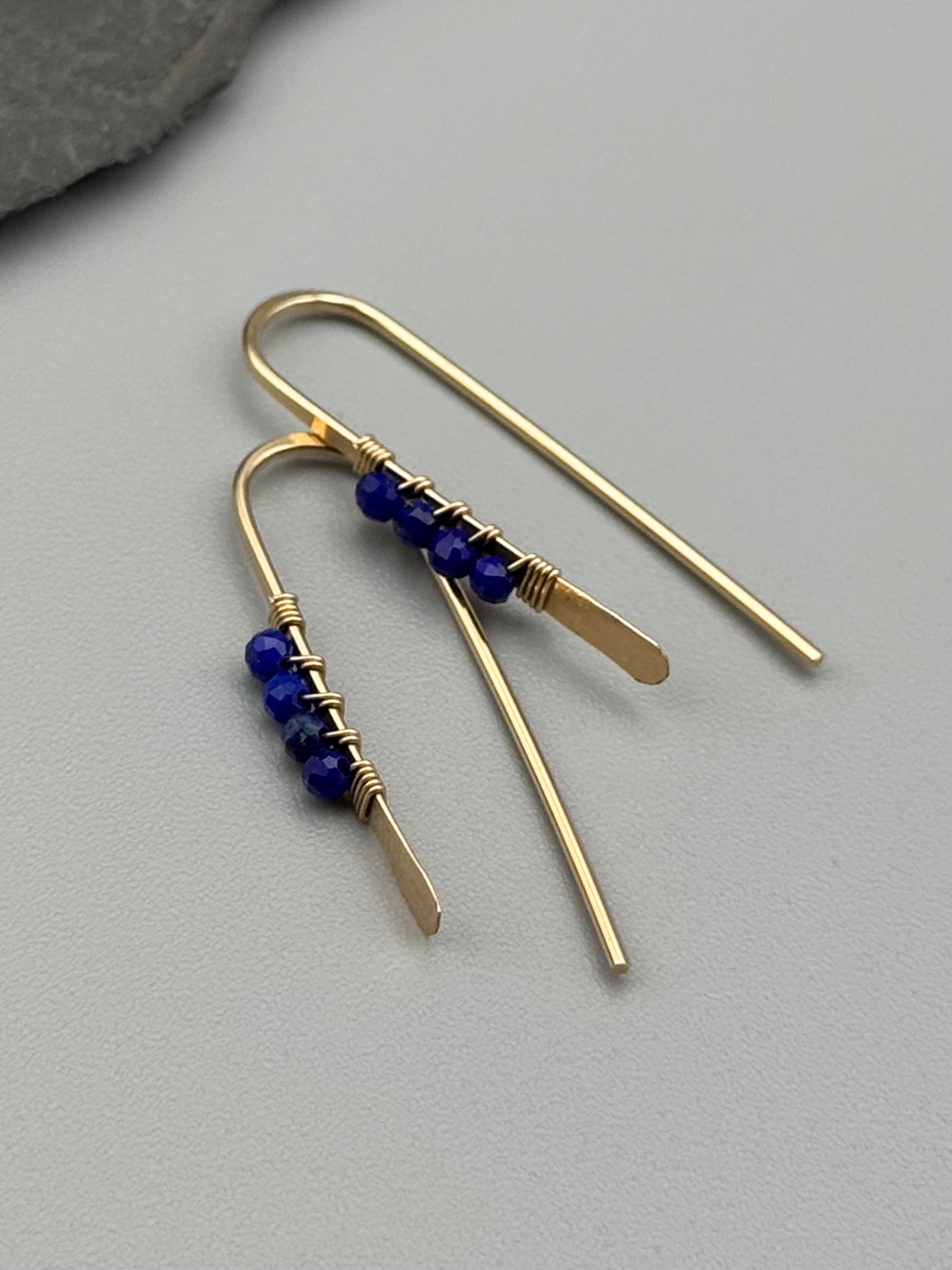 •PETITE THREADER• lapis lazuli + gold earrings