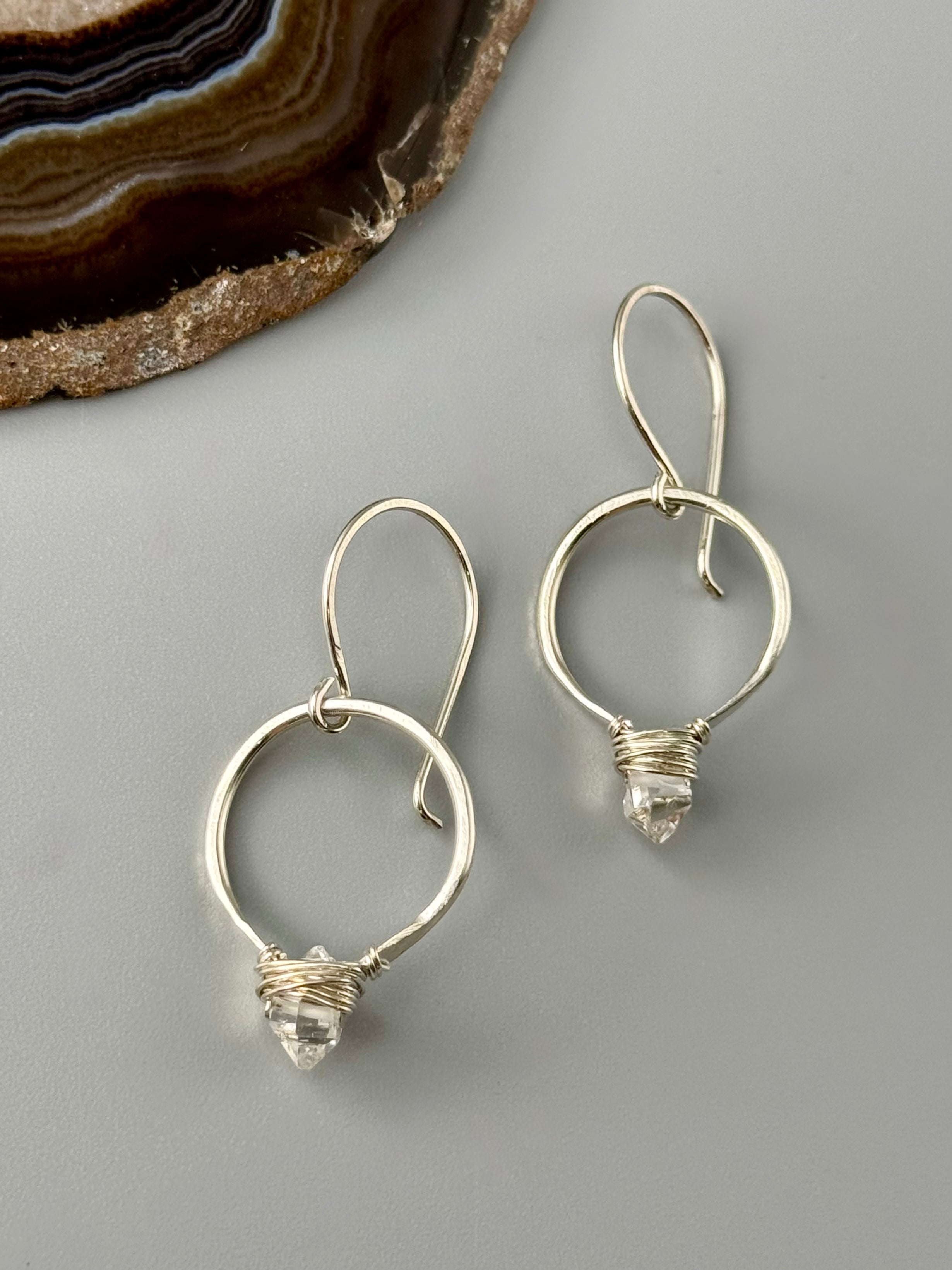 •PIKE HOOP• herkimer + silver earrings