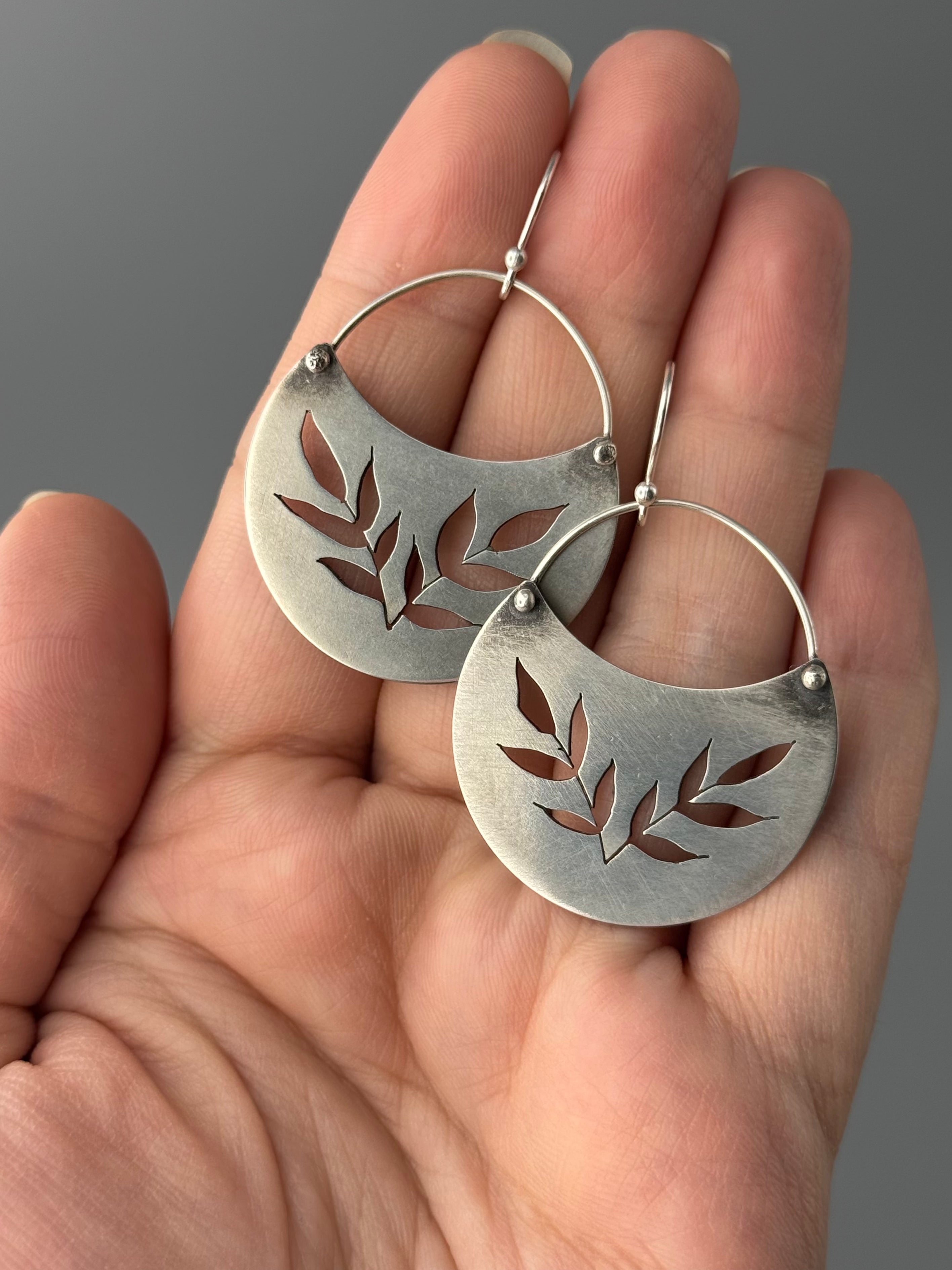 •SWEETGRASS CRESCENT• silver dangle earrings