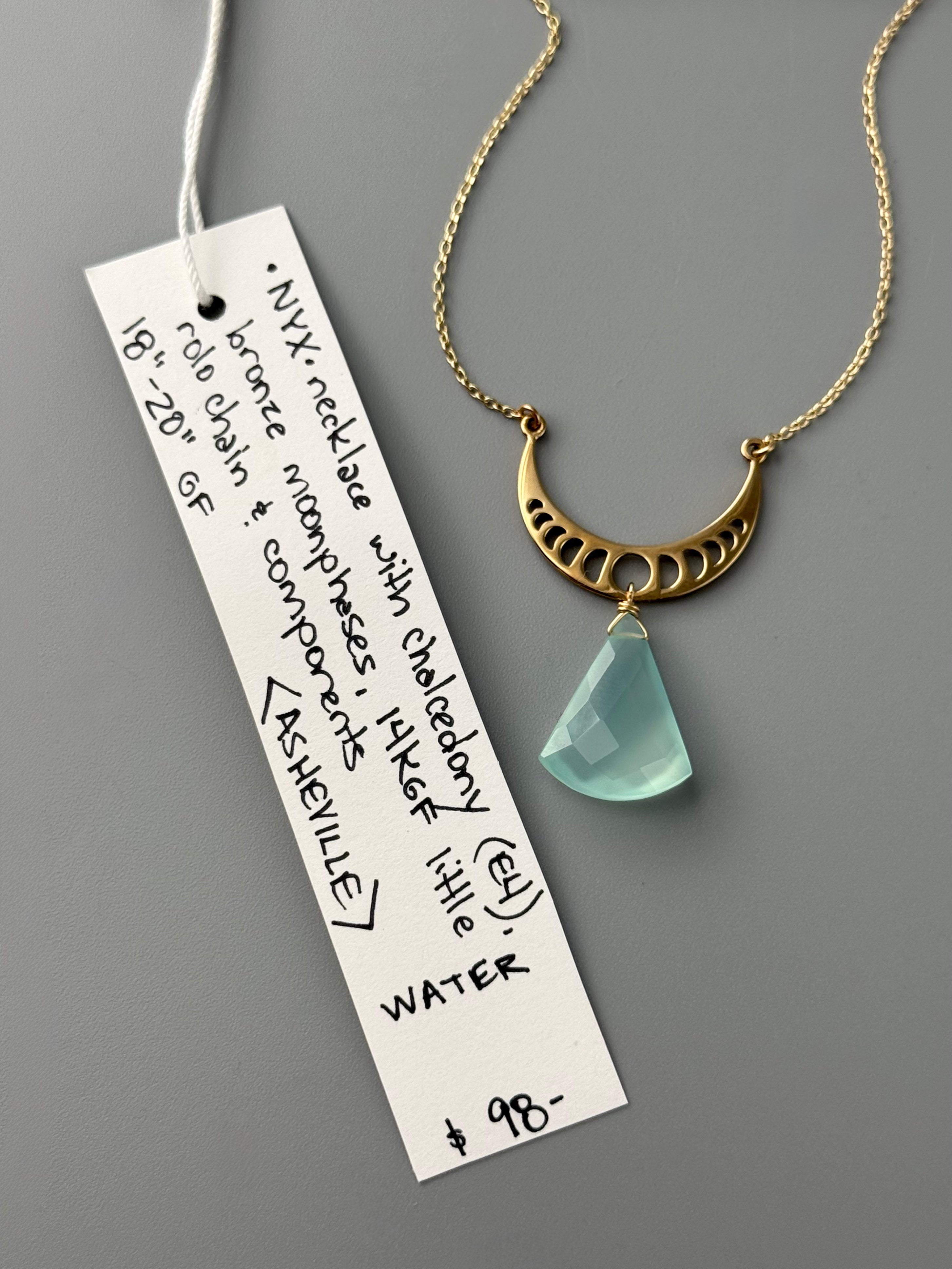 •NYX• aqua chalcedony + gold necklace (18"-20" long)