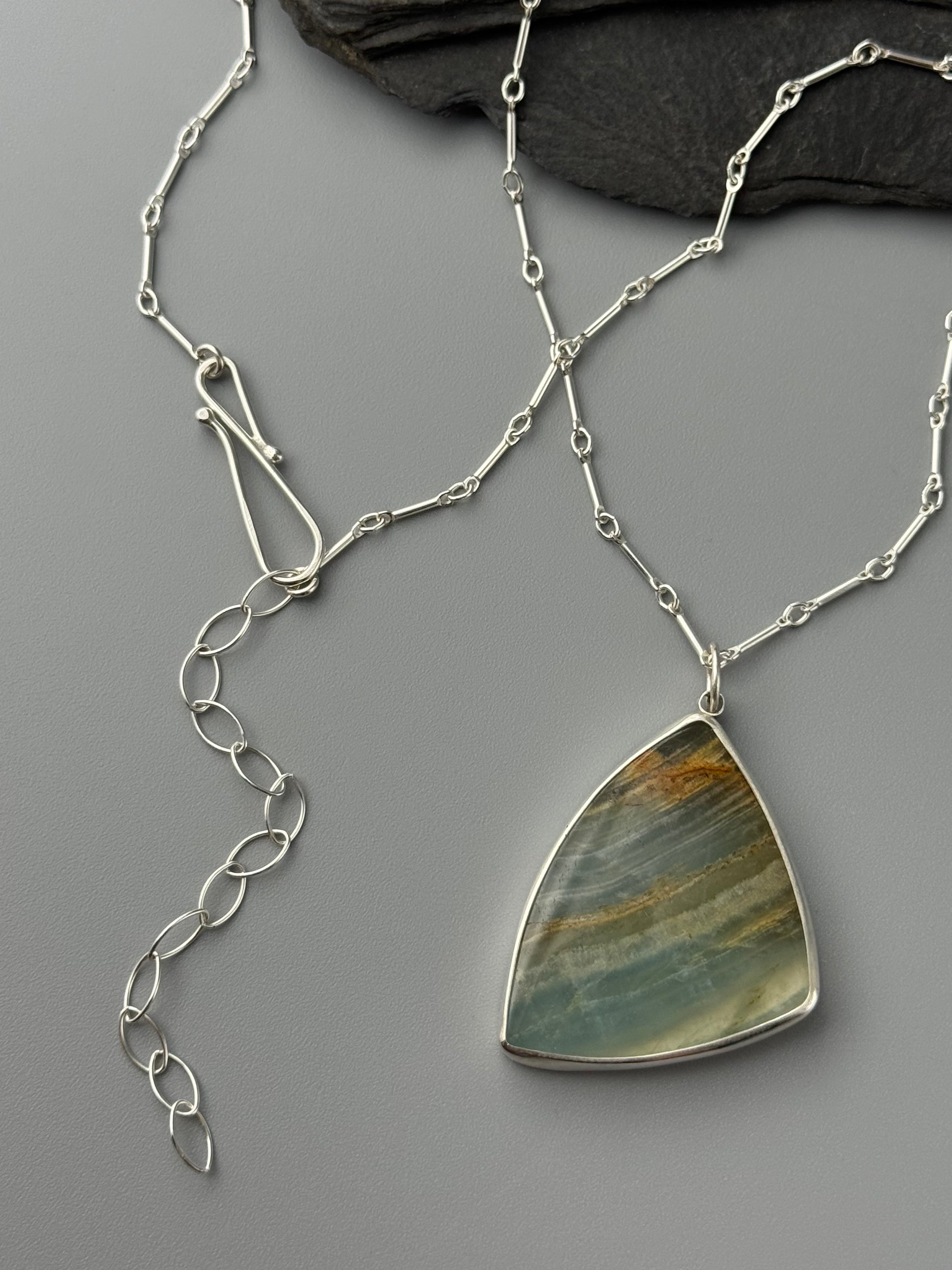 •HARMONY• blue calcite + olive branch + silver necklace (18" - 21" long)