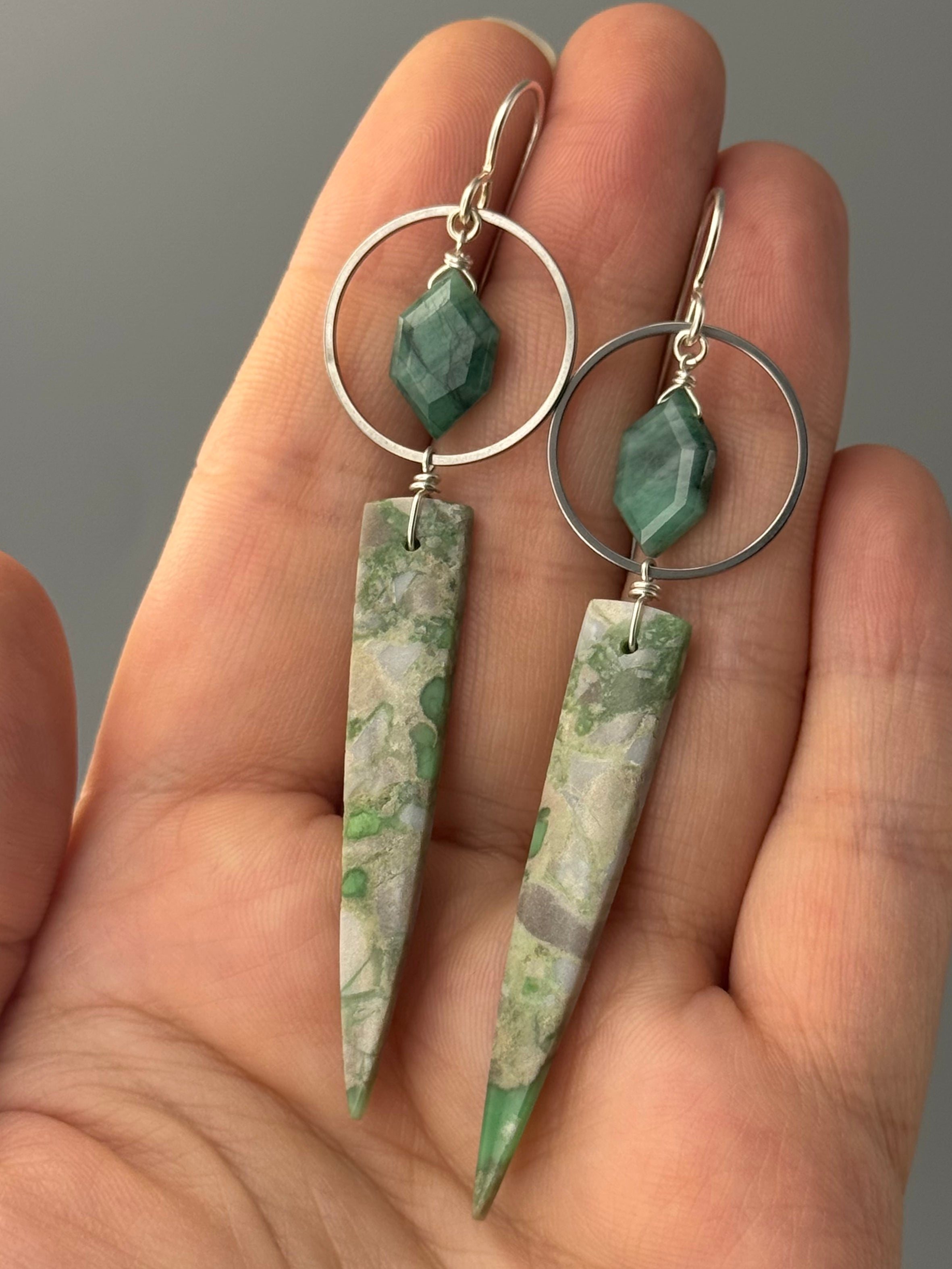 •LUNA• emerald + utah variscite silver earrings