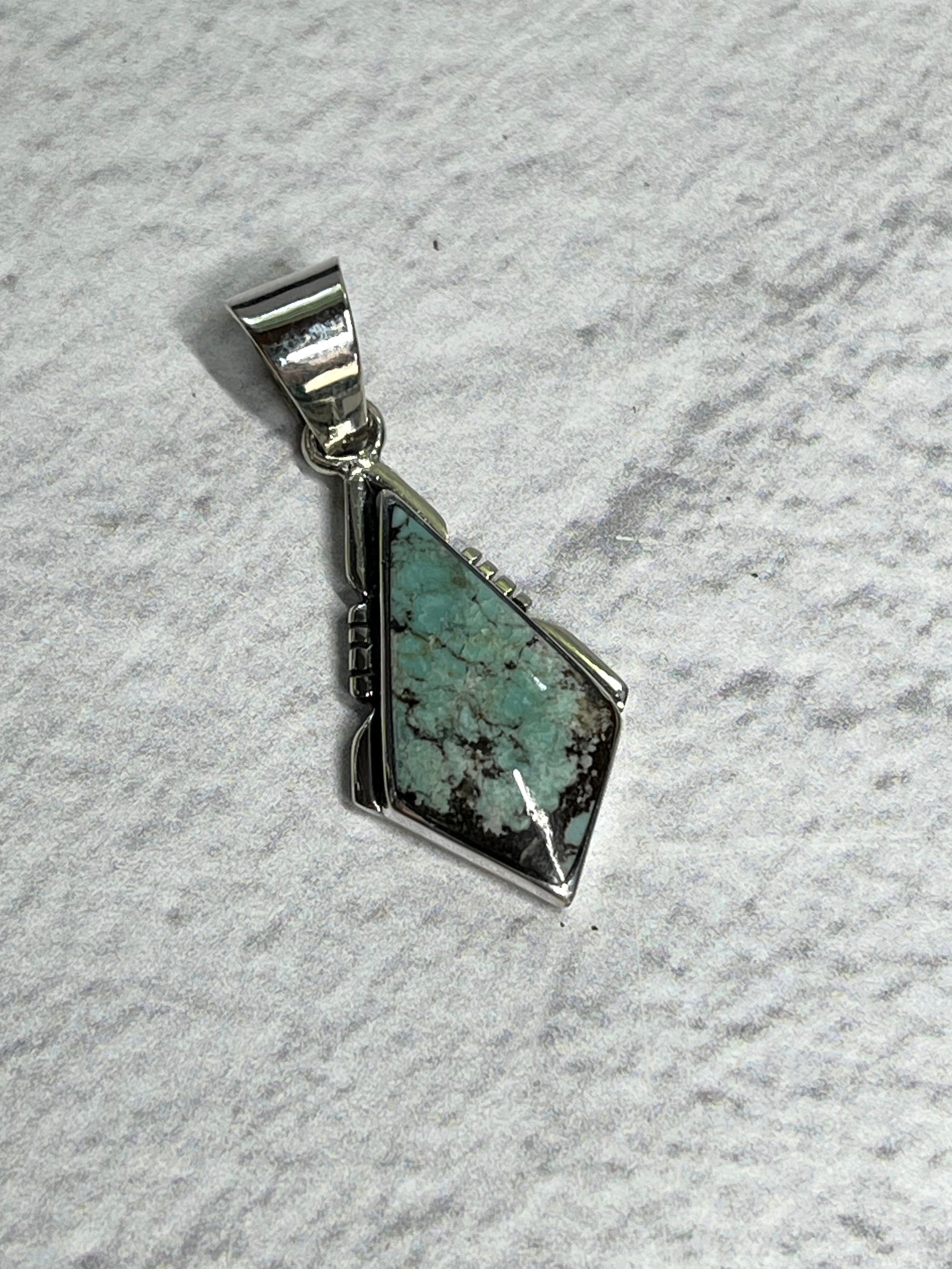 •CHINESE TURQUOISE• Navajo silver kite pendant