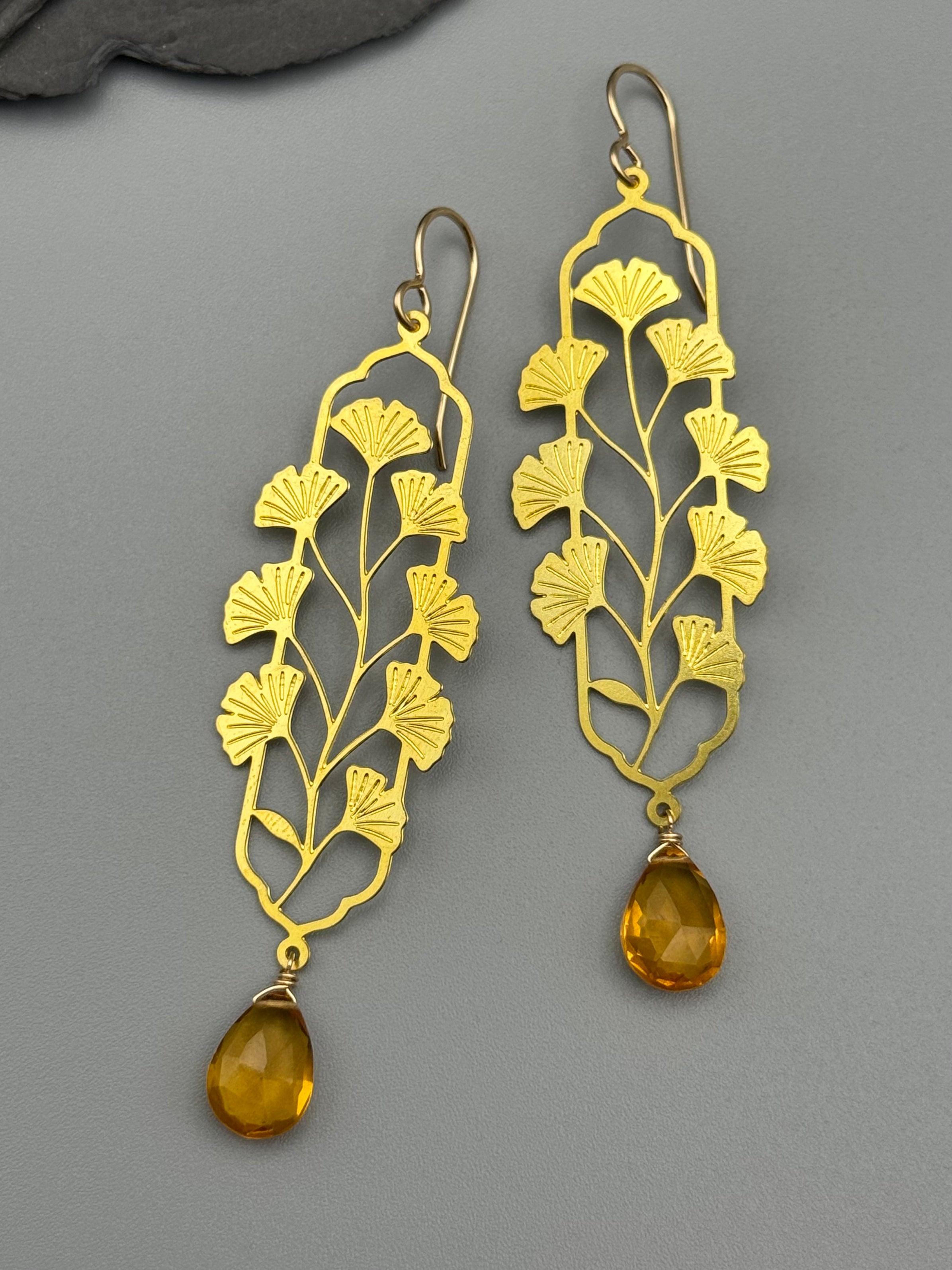 •KIKUBO• citrine + gold earrings