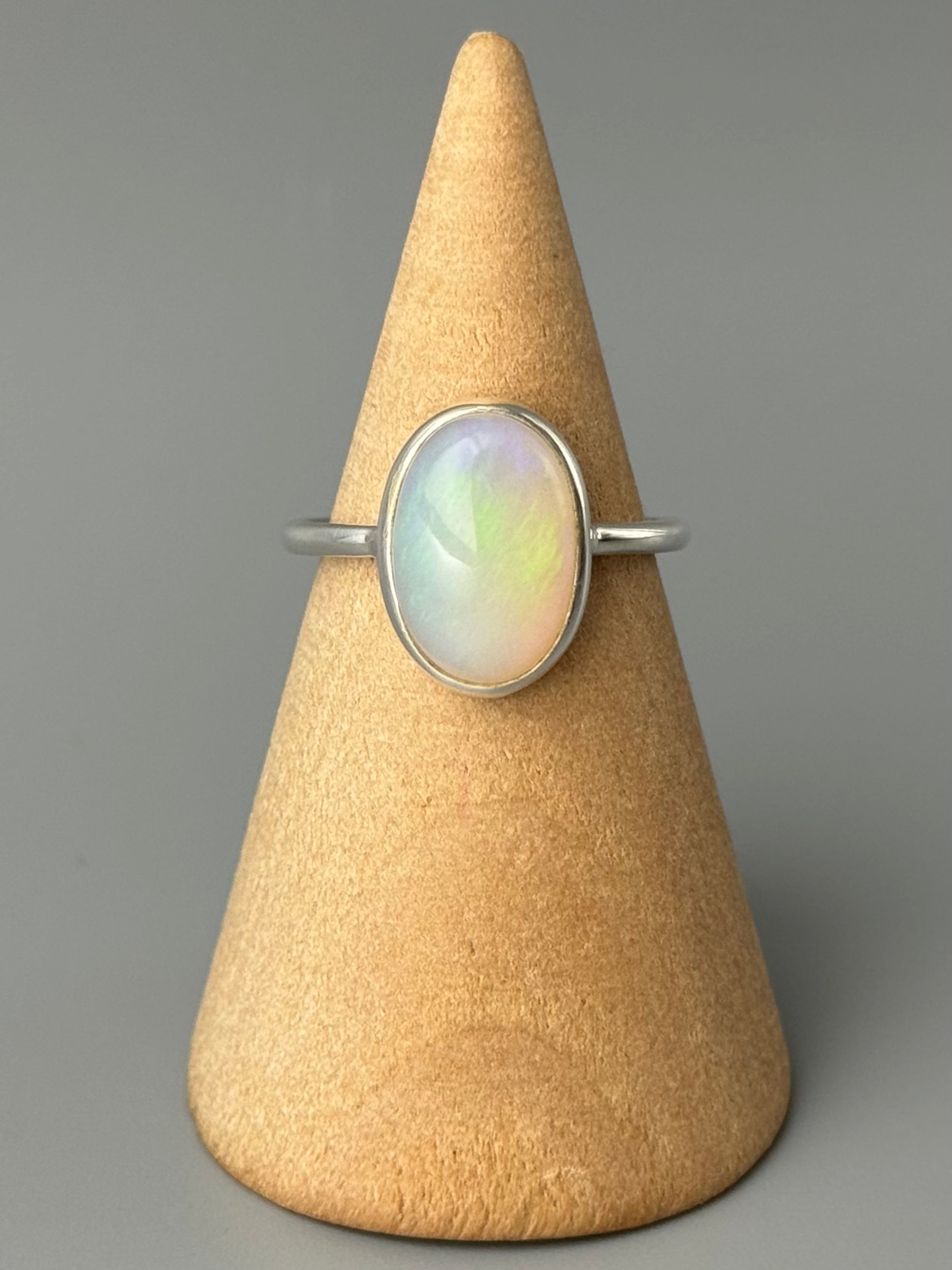 •ETHIOPIAN OPAL - OVAL• simple bezel silver ring (various sizes)
