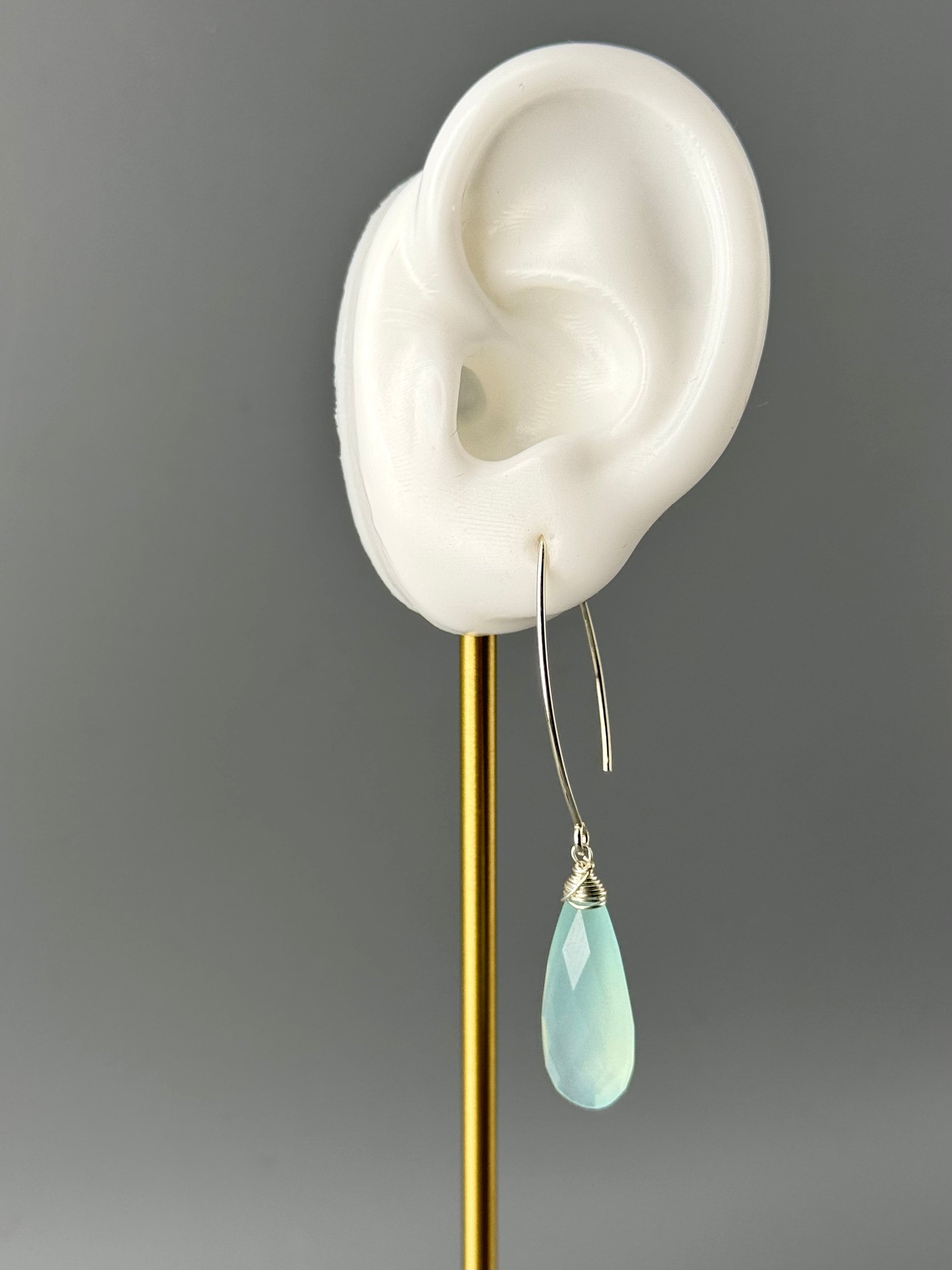 •STRAY• aqua chalcedony + silver earrings