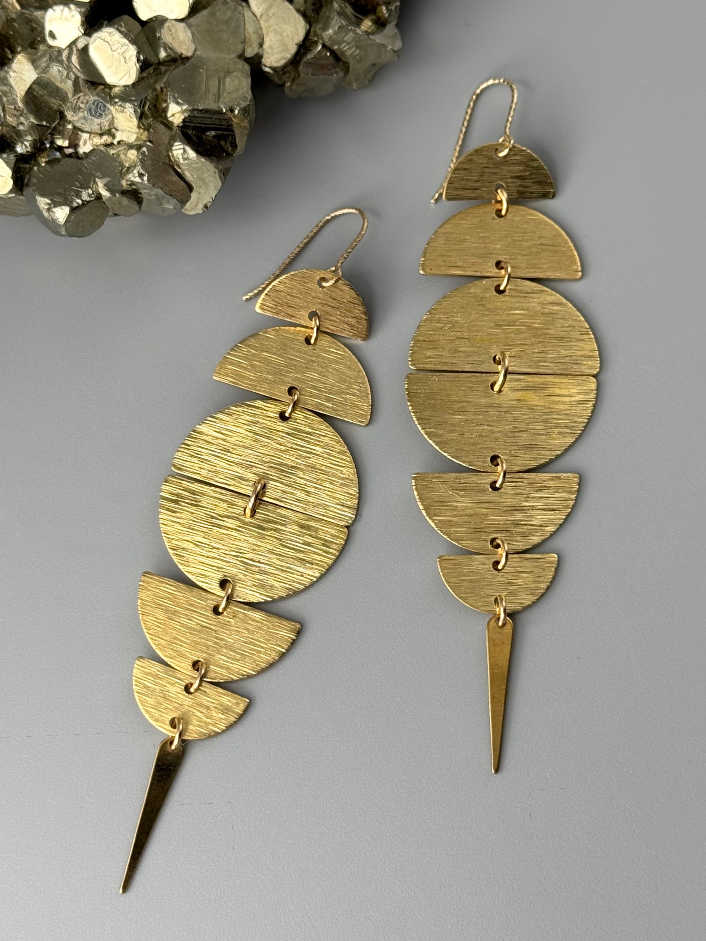 •MOON STACK - LARGE• gold dangle earrings