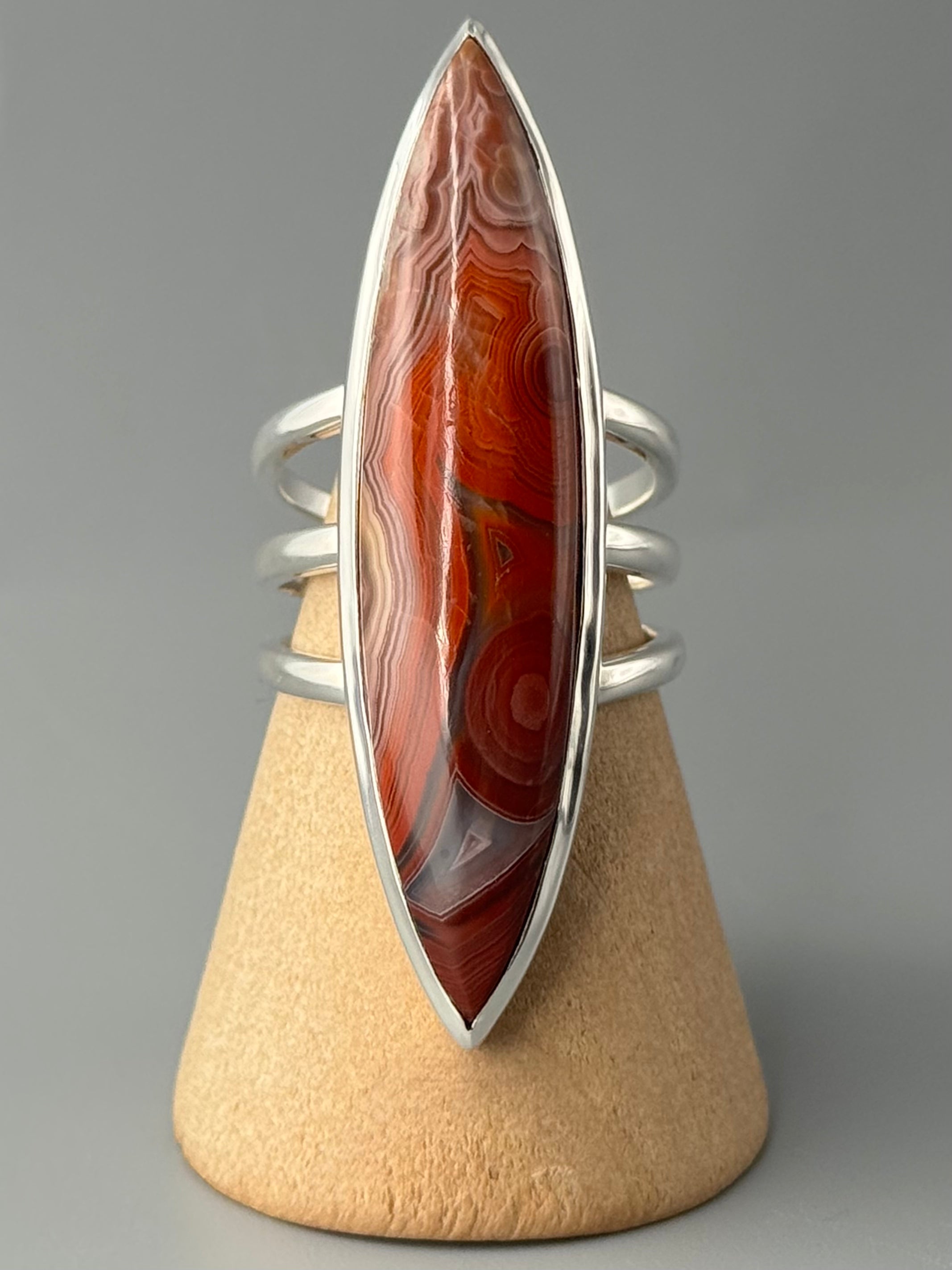 •CRAZY LACE AGATE - DEEP MARQUISE• sterling silver ring (various sizes)