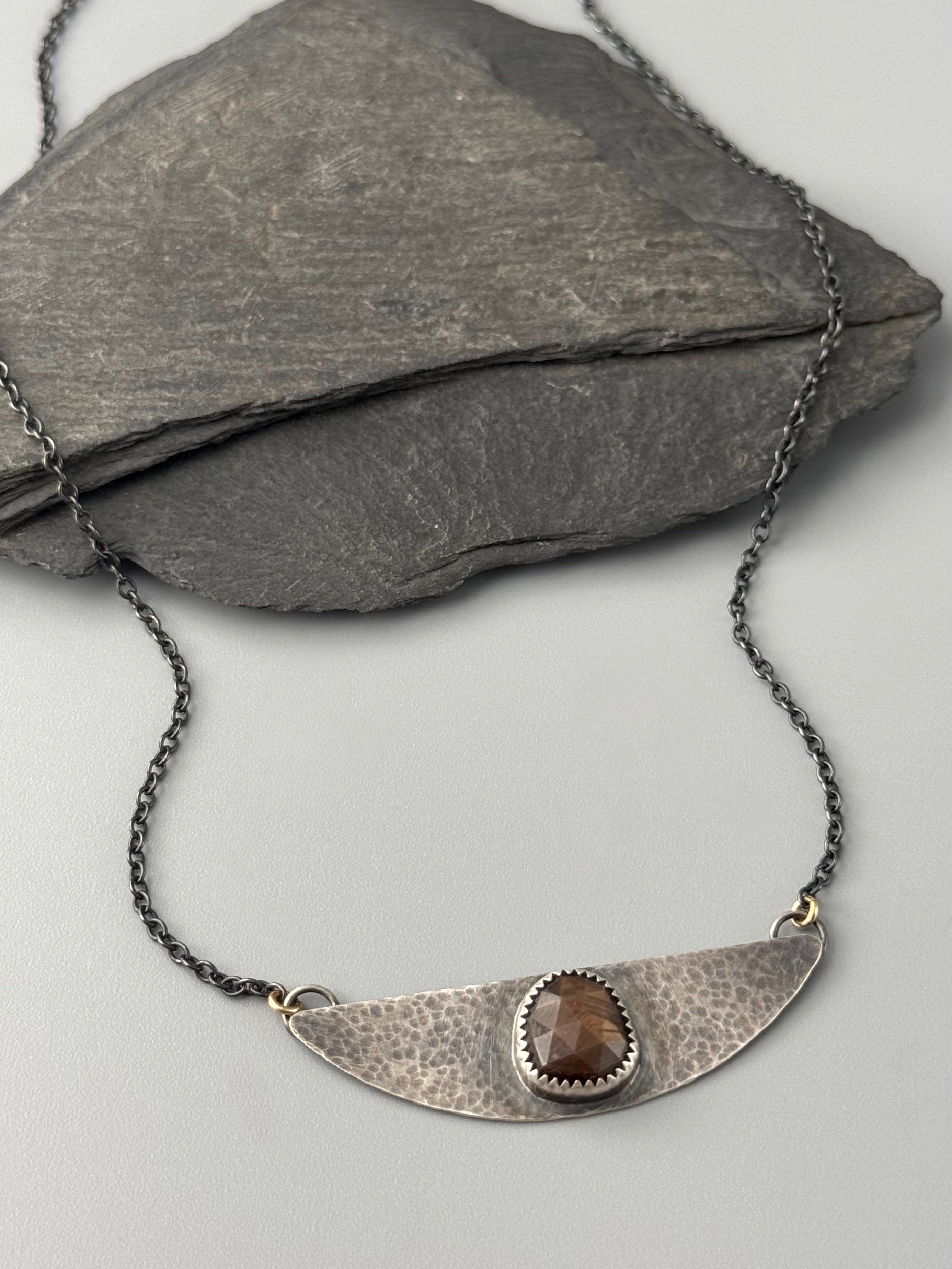 •CHOCOLATE SAPPHIRE• mixed metal necklace (16" - 18" long)
