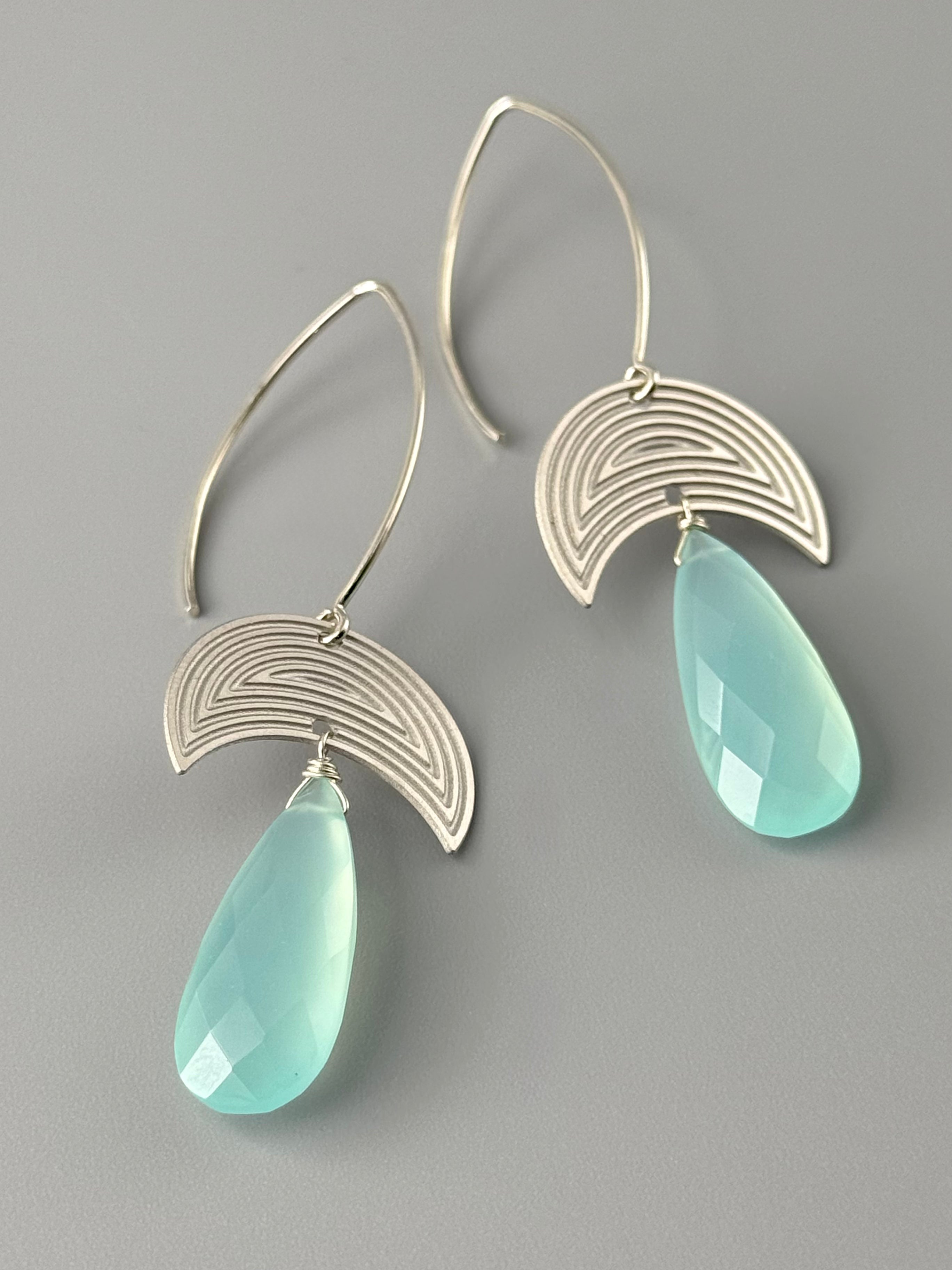•MOON MAZE• aqua chalcedony + silver earrings