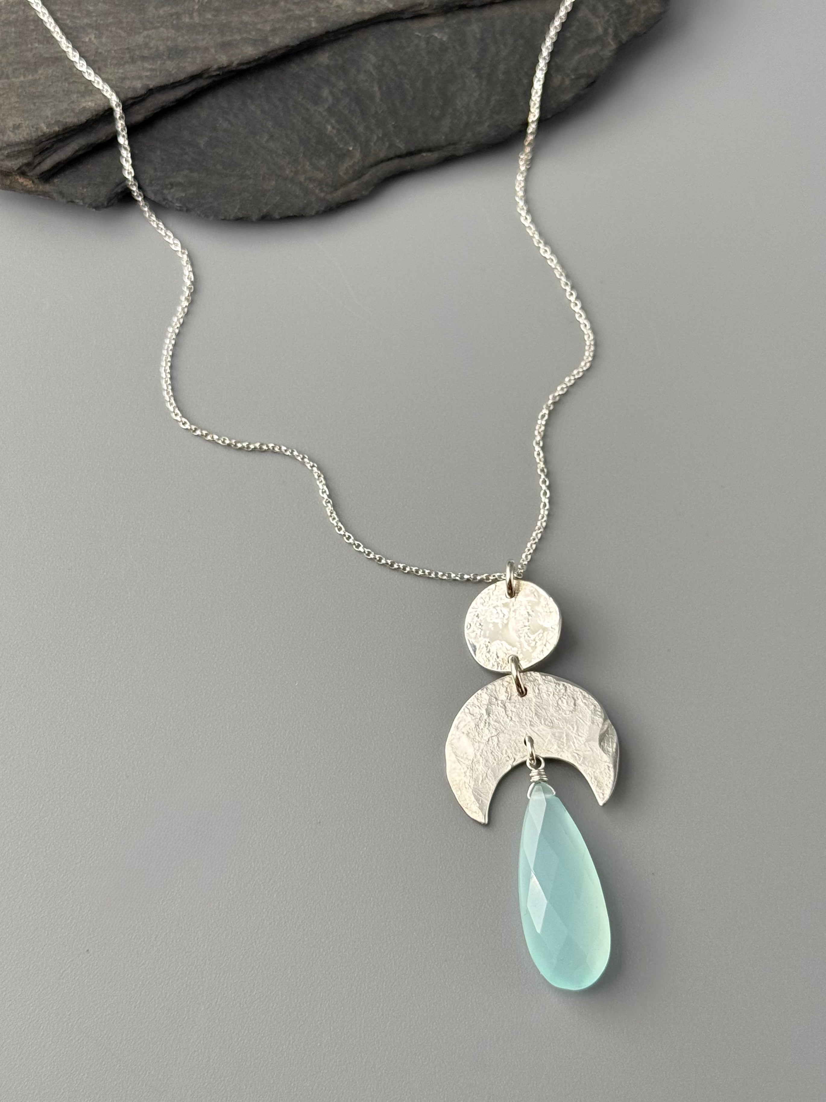 •NYX• aqua chalcedony + silver necklace (18"-20" long)