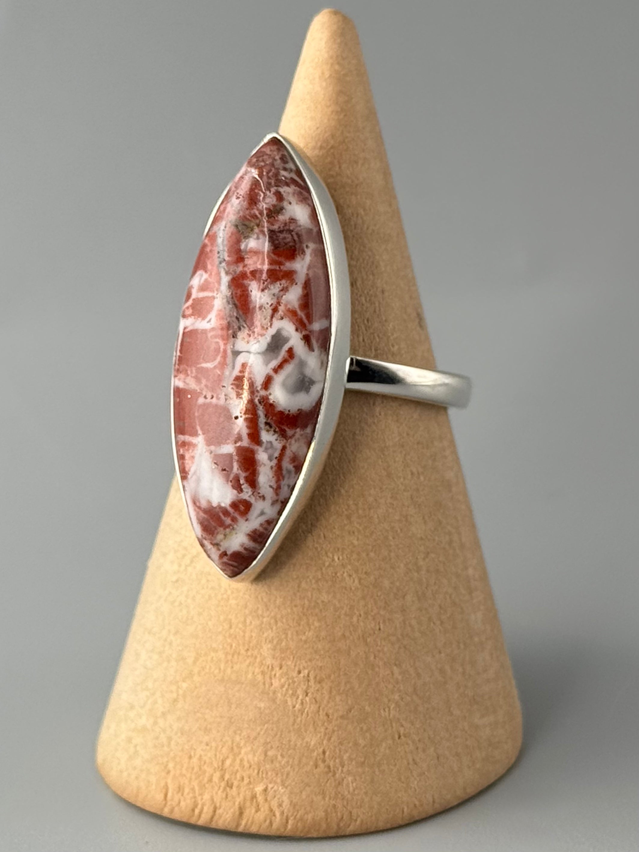 •BRECCIATED JASPER - MARQUISE• sterling silver ring (size 7)
