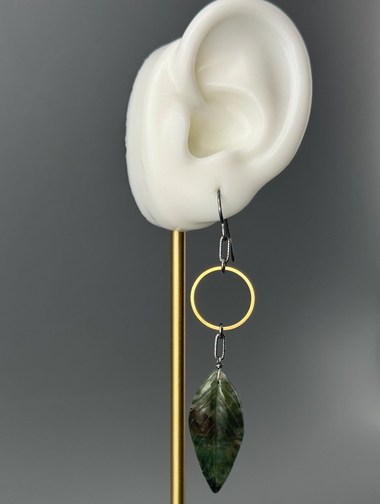 •ESPY• moss agate + mixed metal earrings
