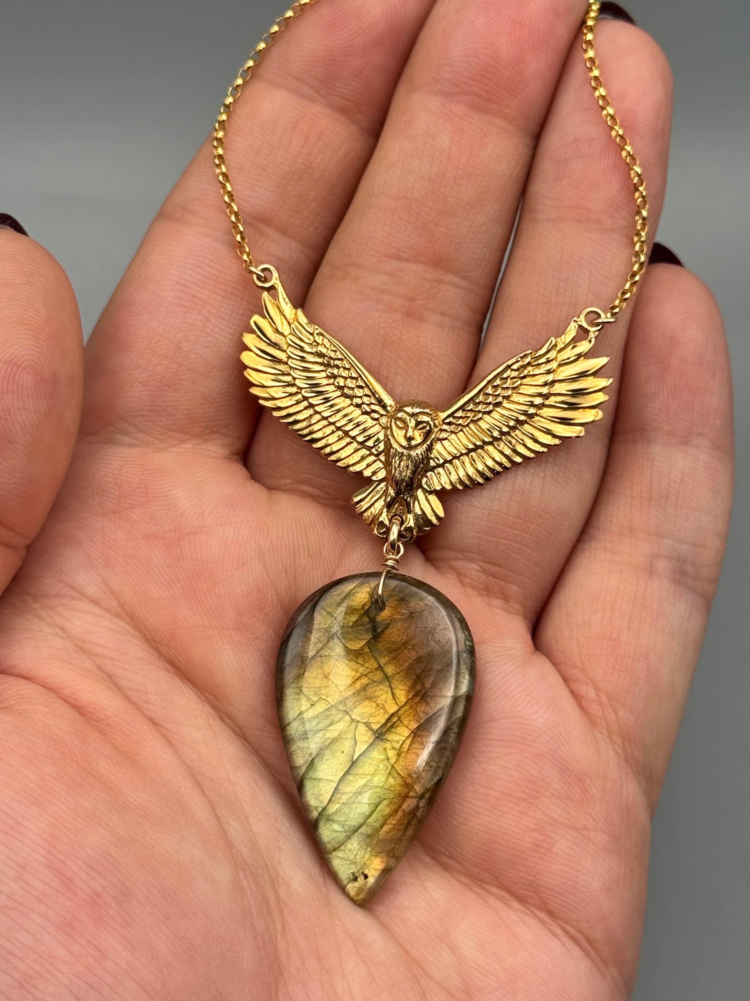 •NOCTURNA• golden labradorite + gold necklace (17"-19" long)