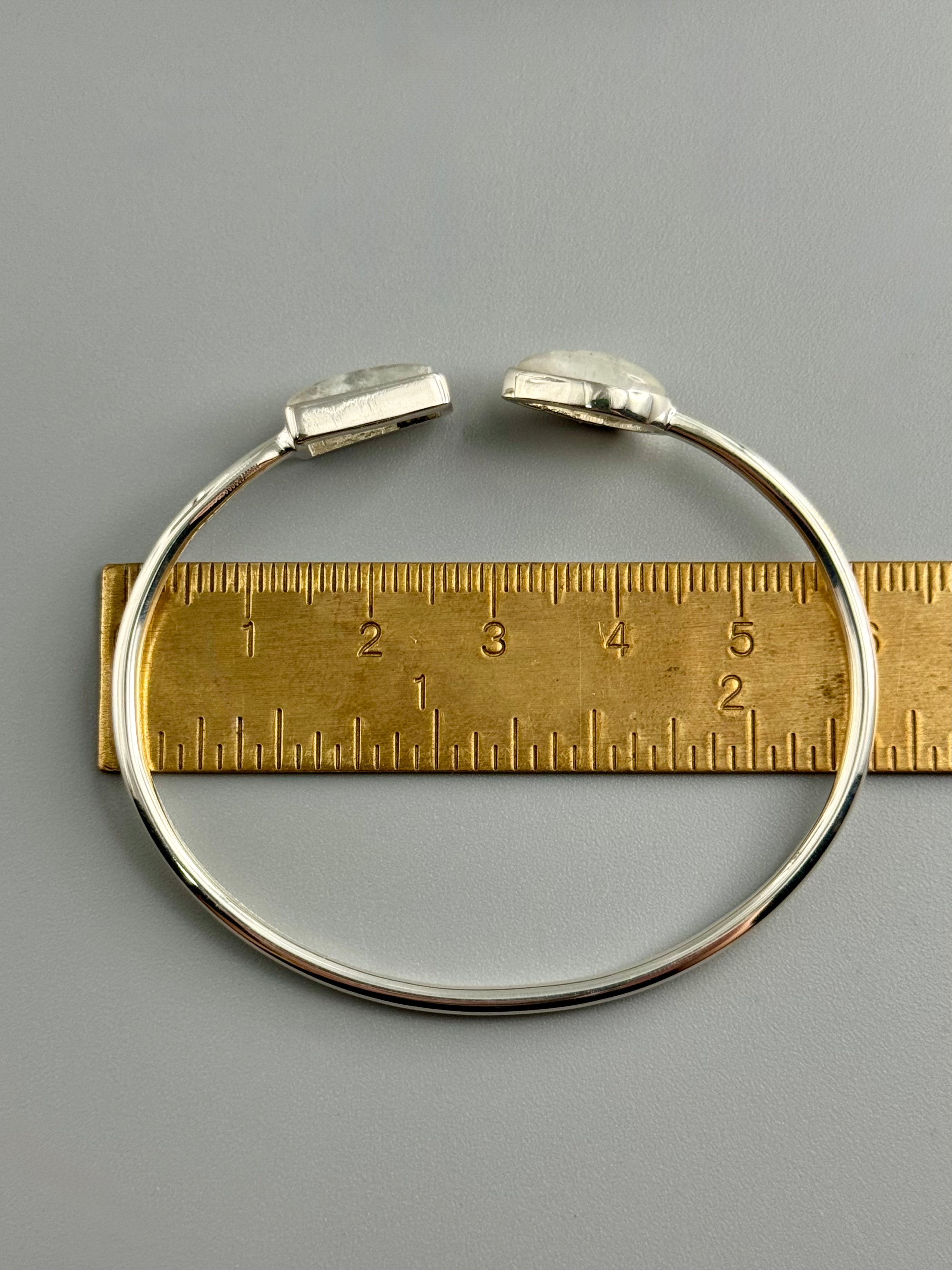•TEAR + PORTAL• rainbow moonstone + silver twist-on cuff bracelet