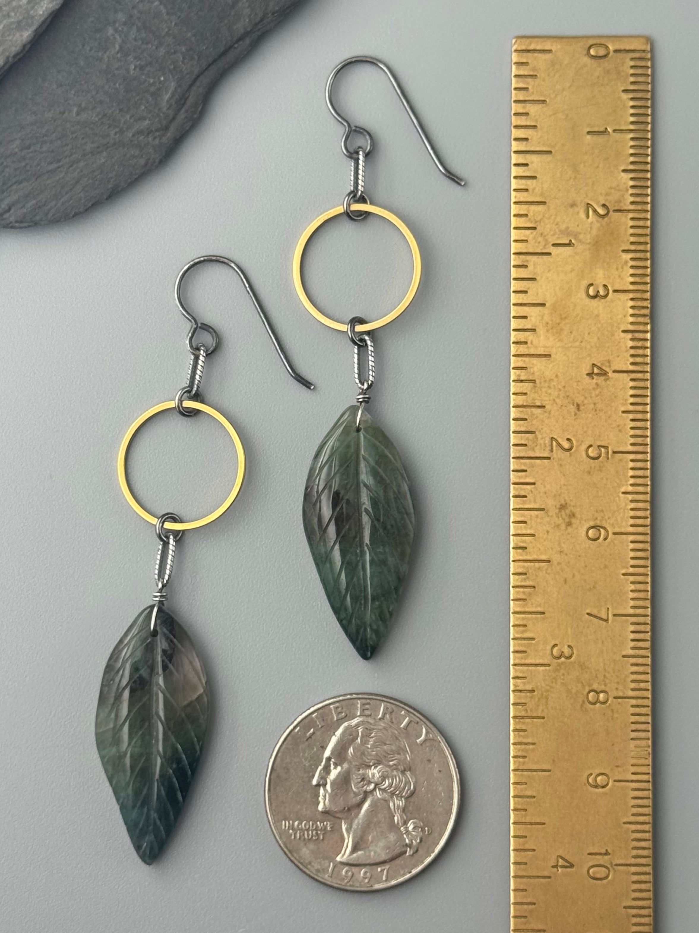 •ESPY• moss agate + mixed metal earrings