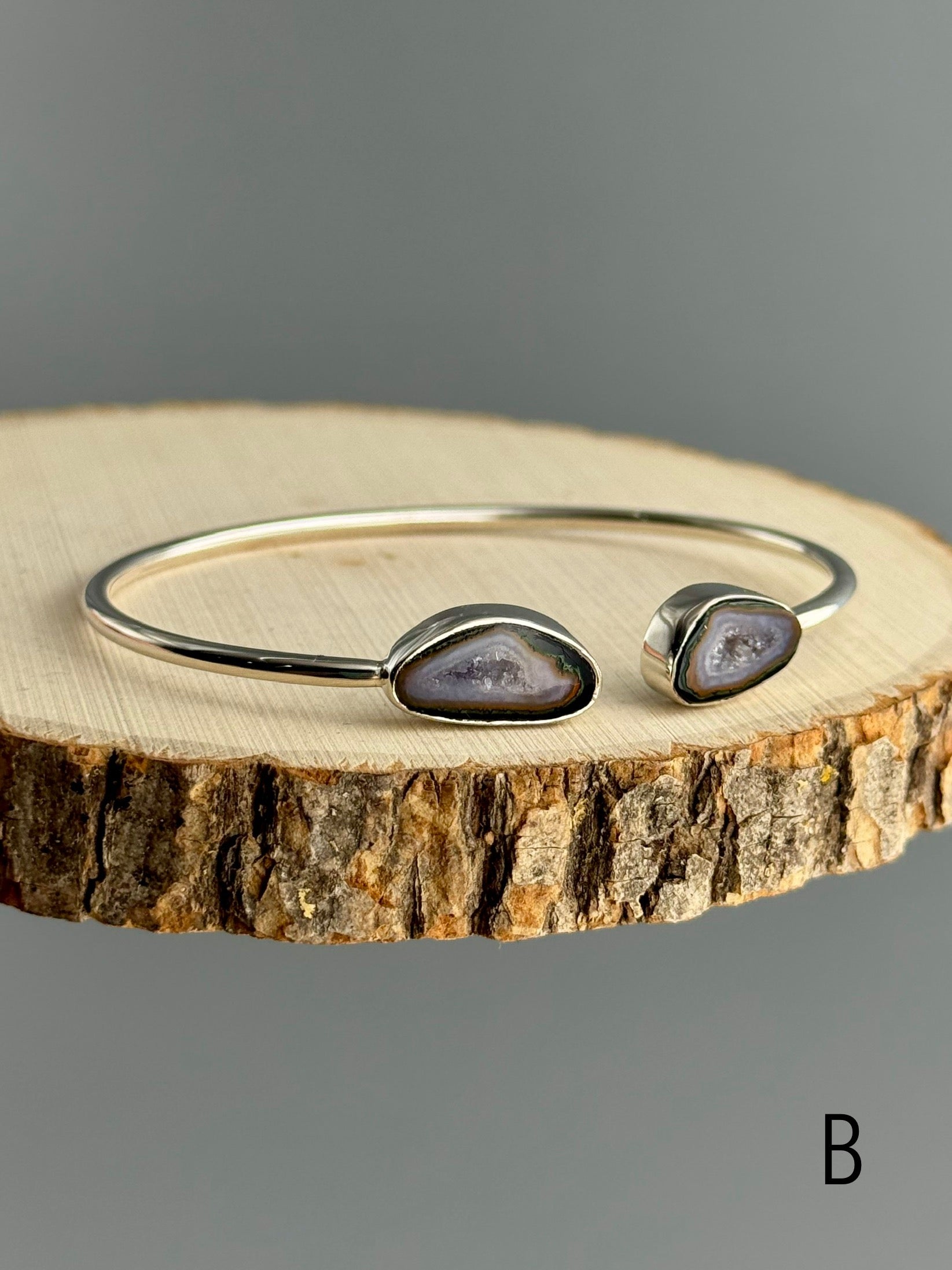 •GEODES• coconut druzy + silver twist-on cuff bracelet