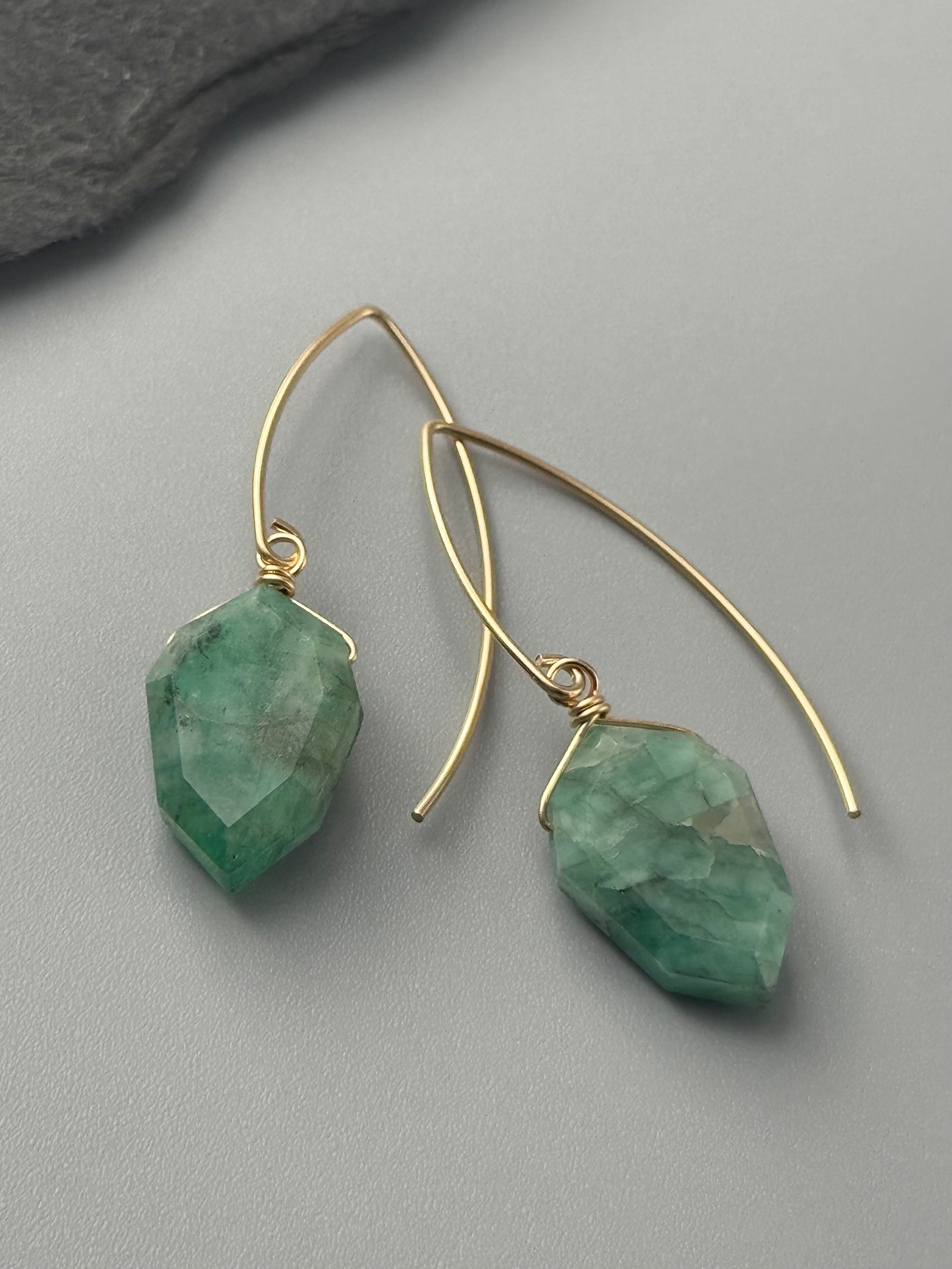 •STRAY• emerald + gold earrings