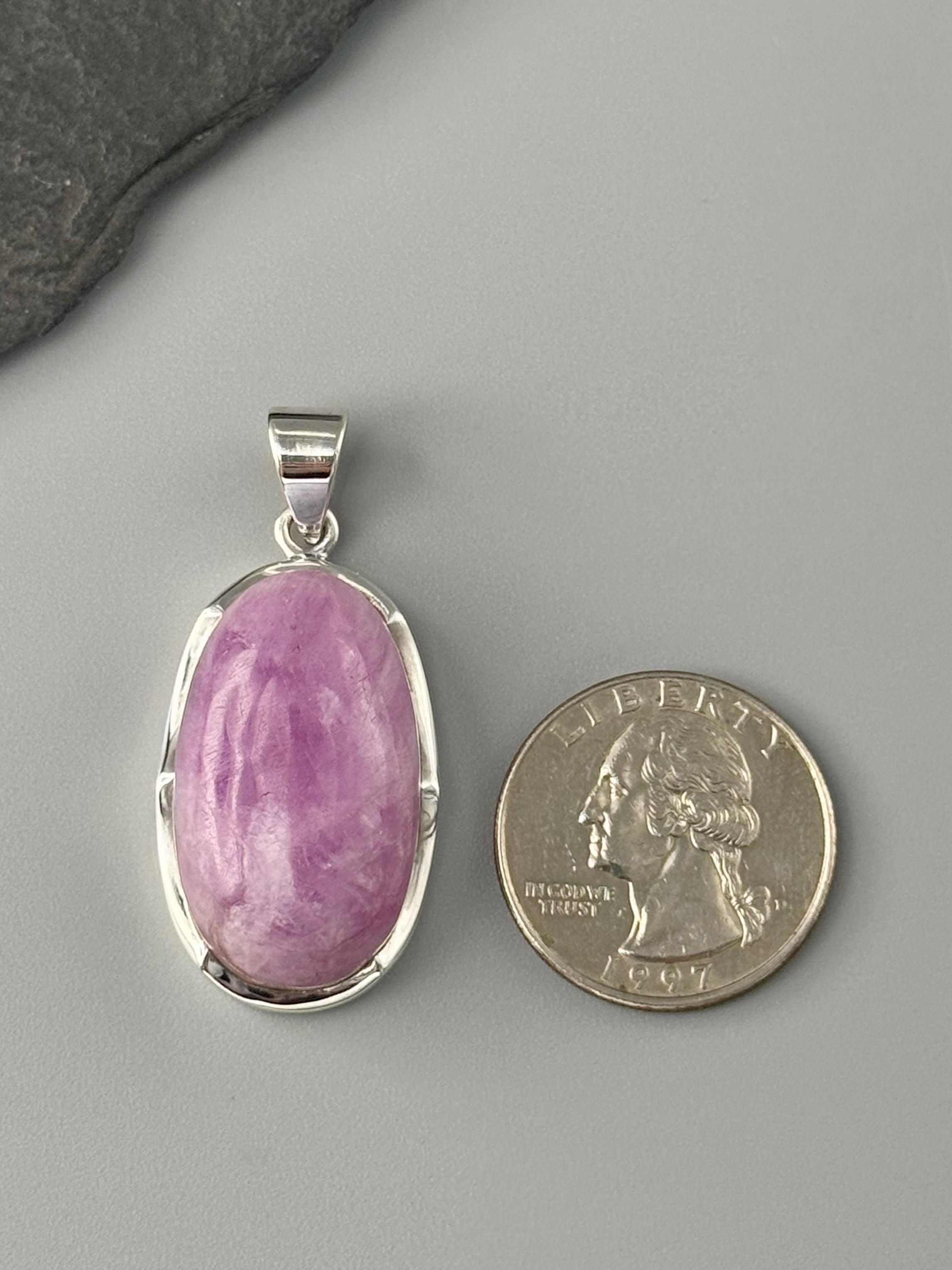 •KUNZITE OVAL - SCALLOPED• sterling silver pendant