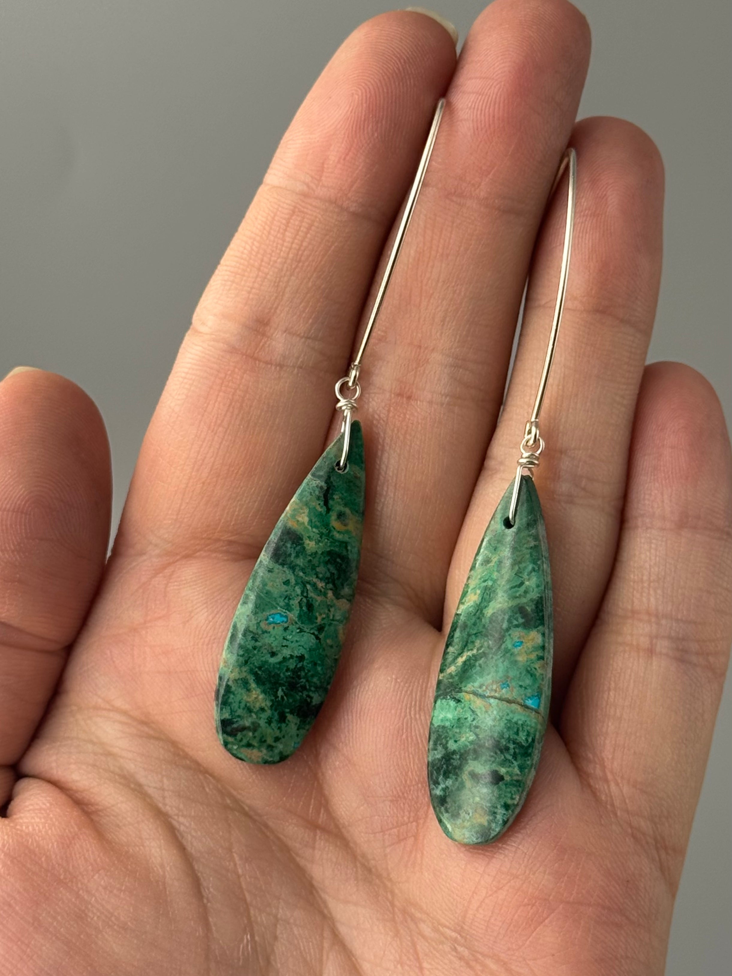 •STRAY• malachite chrysocolla + silver earrings