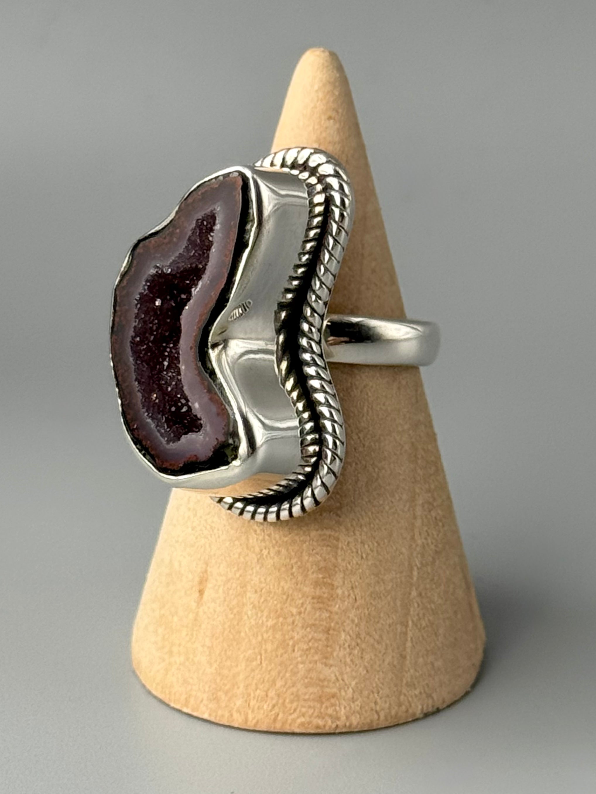 •COCONUT DRUZY GEODE - FREEFORM - 2• silver ring (size 7)